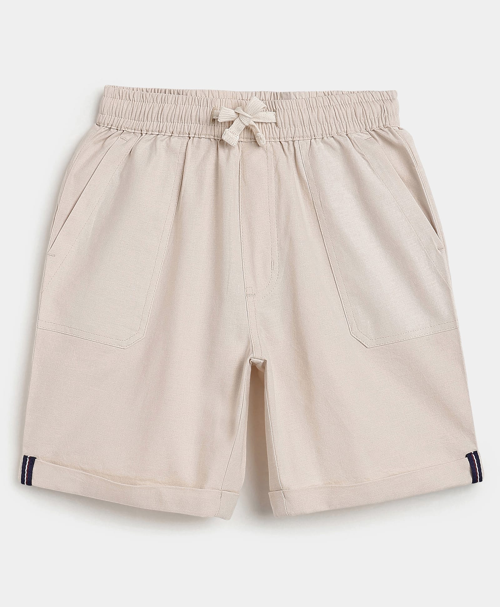 Campana Cotton Lycra Woven Solid Shorts - Beige-image-42