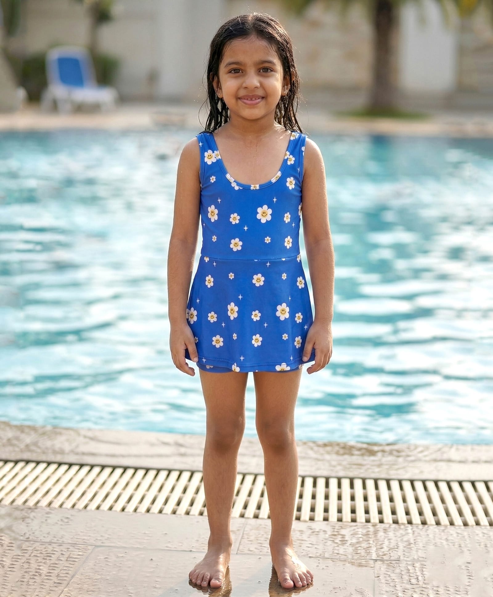 Kaboosh Sleeveless Floral Printed Frock Swimsuit - Blue-picture-29
