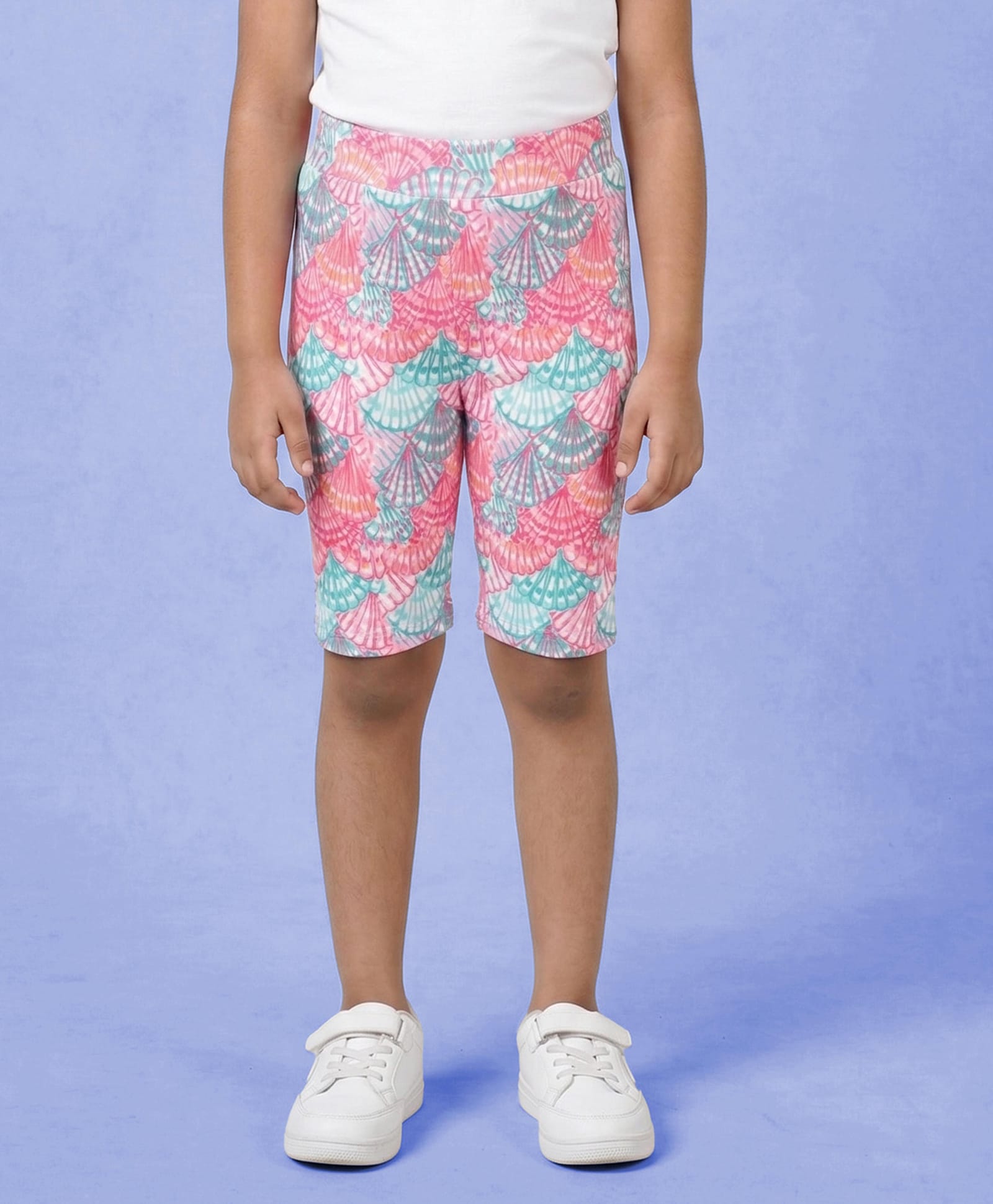 Kaboosh Knit Sea Shell Printed Shorts - Coral Pink & Aqua-picture-21