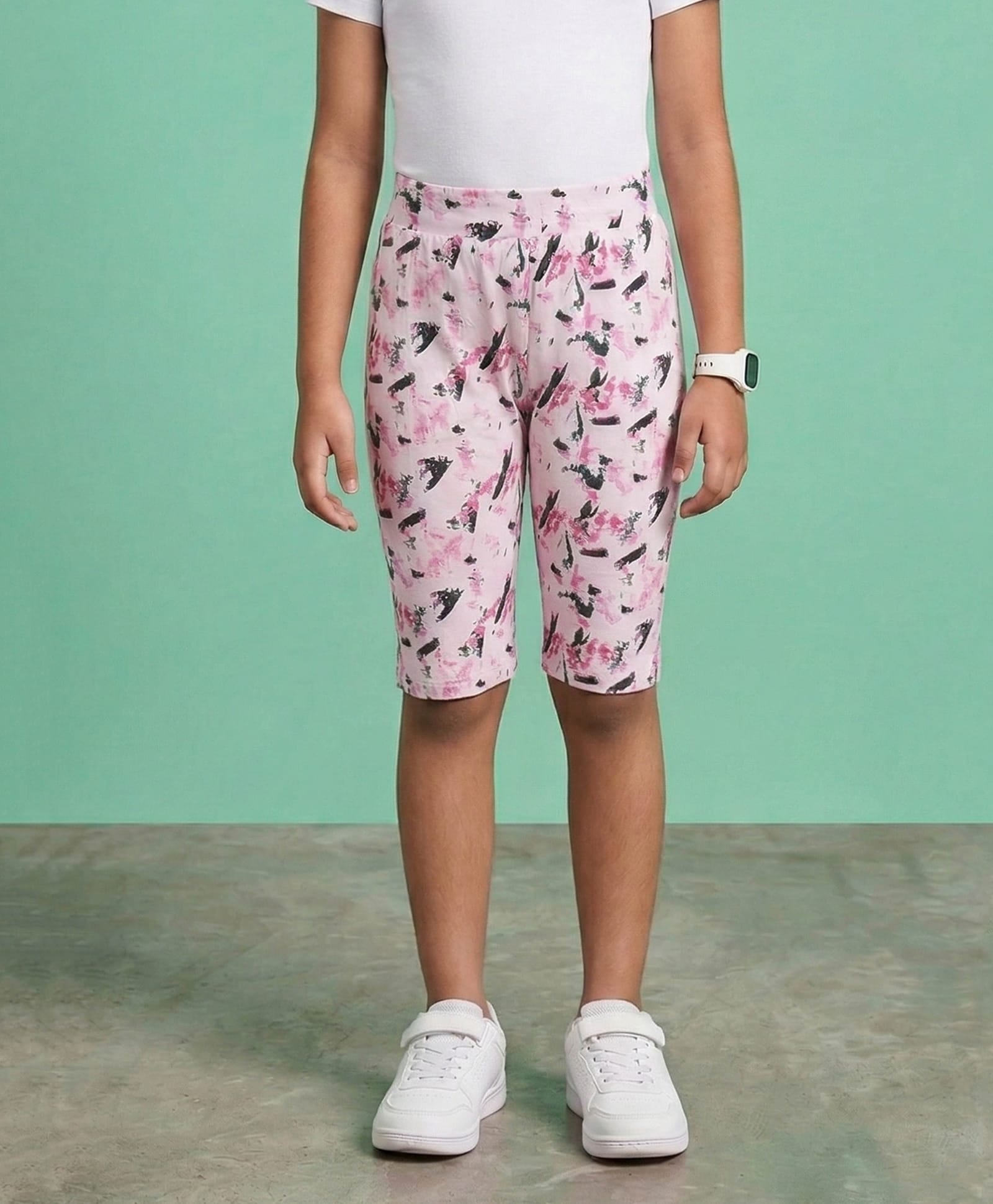 Kaboosh Knit Abstract Printed Cycling Shorts - Pink & Black-picture-12