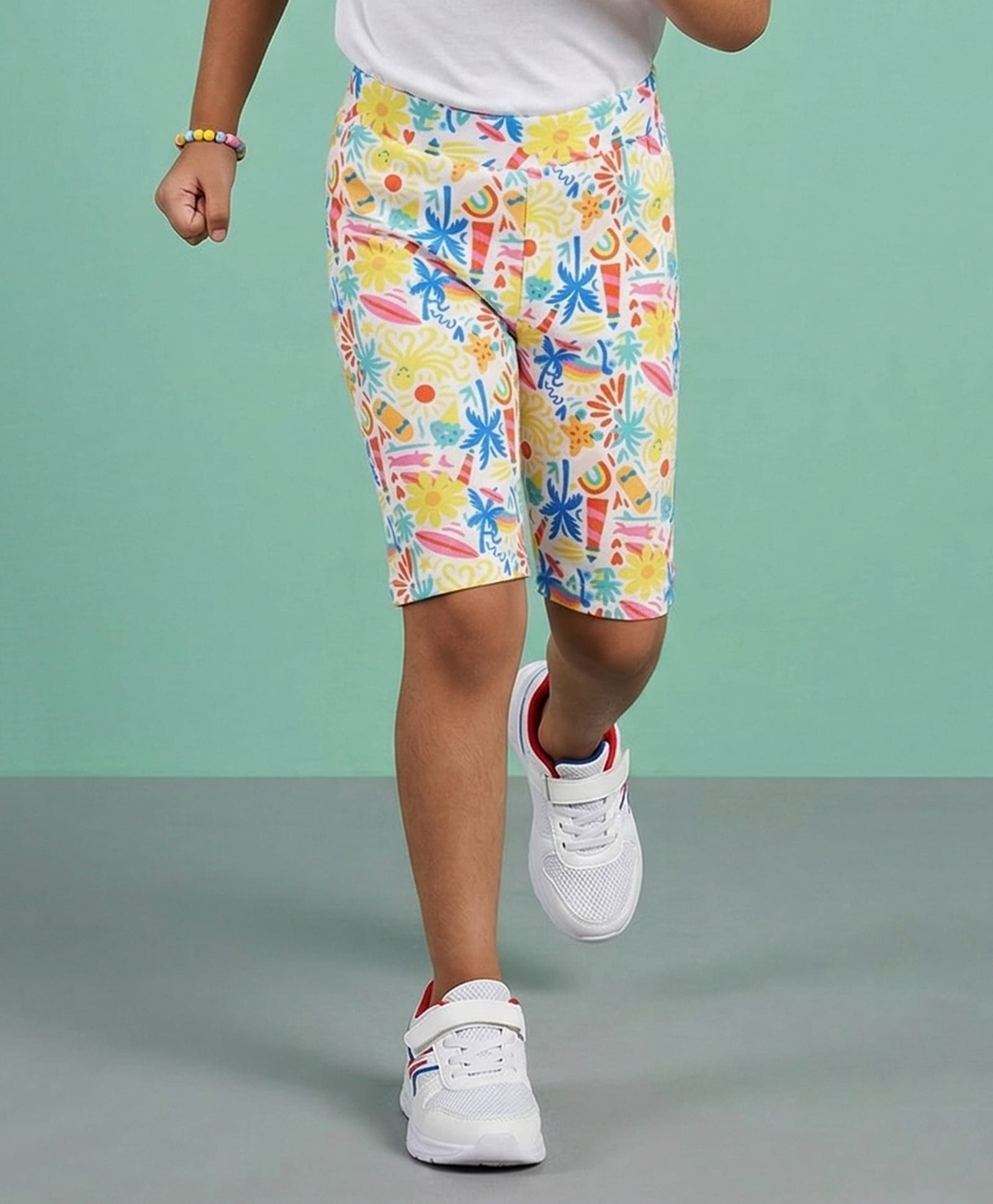 Kaboosh Knit Floral Printed Cycling Shorts - Multi Colour-picture-16