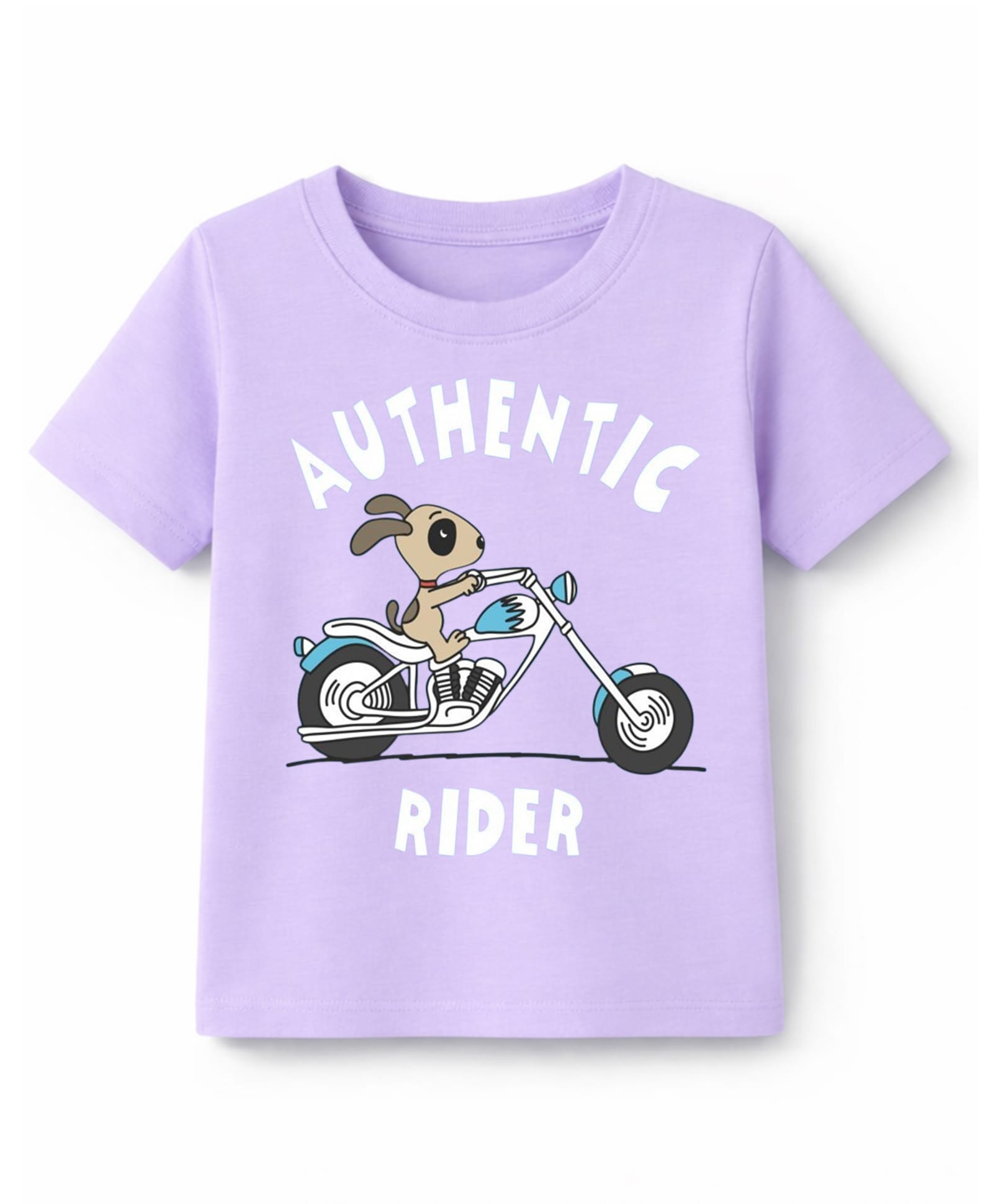 KAVEE Cotton Knit Half Sleeves Dog On Motorcycle Printed Tee - Lavender-picture-26