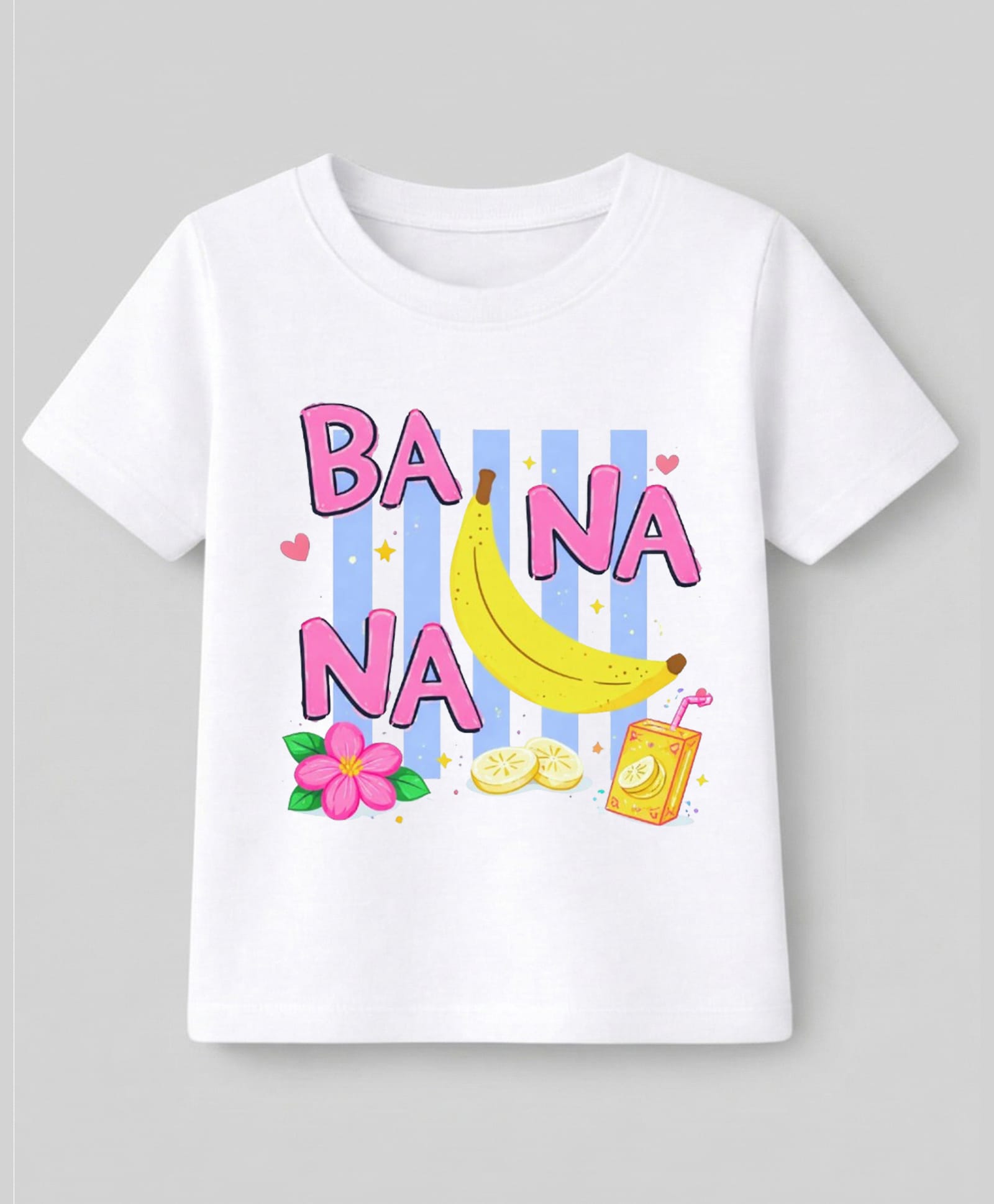 KAVEE Cotton Knit Half Sleeves Banana Printed Tee - White-picture-15