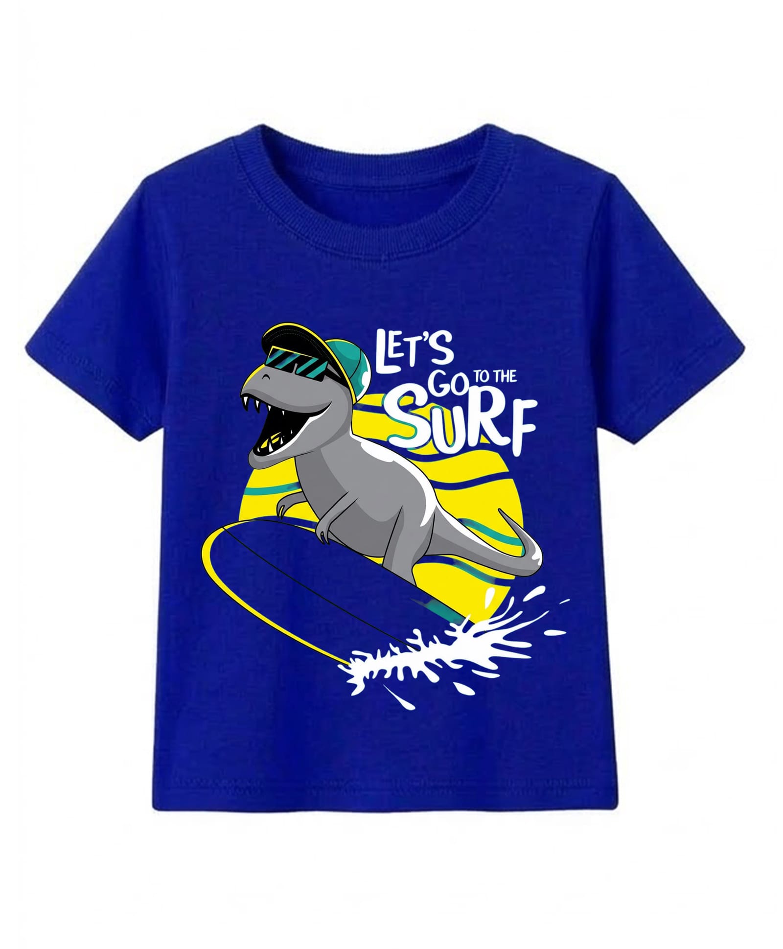 KAVEE Cotton Knit Half Sleeves Dinosaur & Typography Printed Tee - Royal Blue-picture-16
