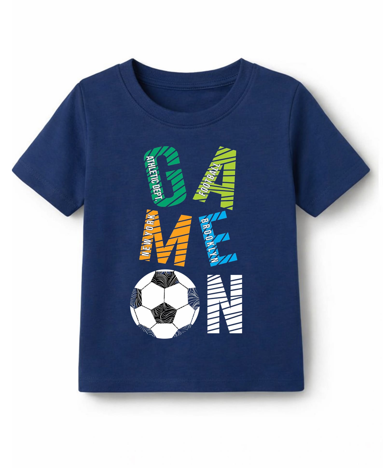 KAVEE Cotton Knit Half Sleeves Game On Text Printed Tee - Navy Blue-image-32