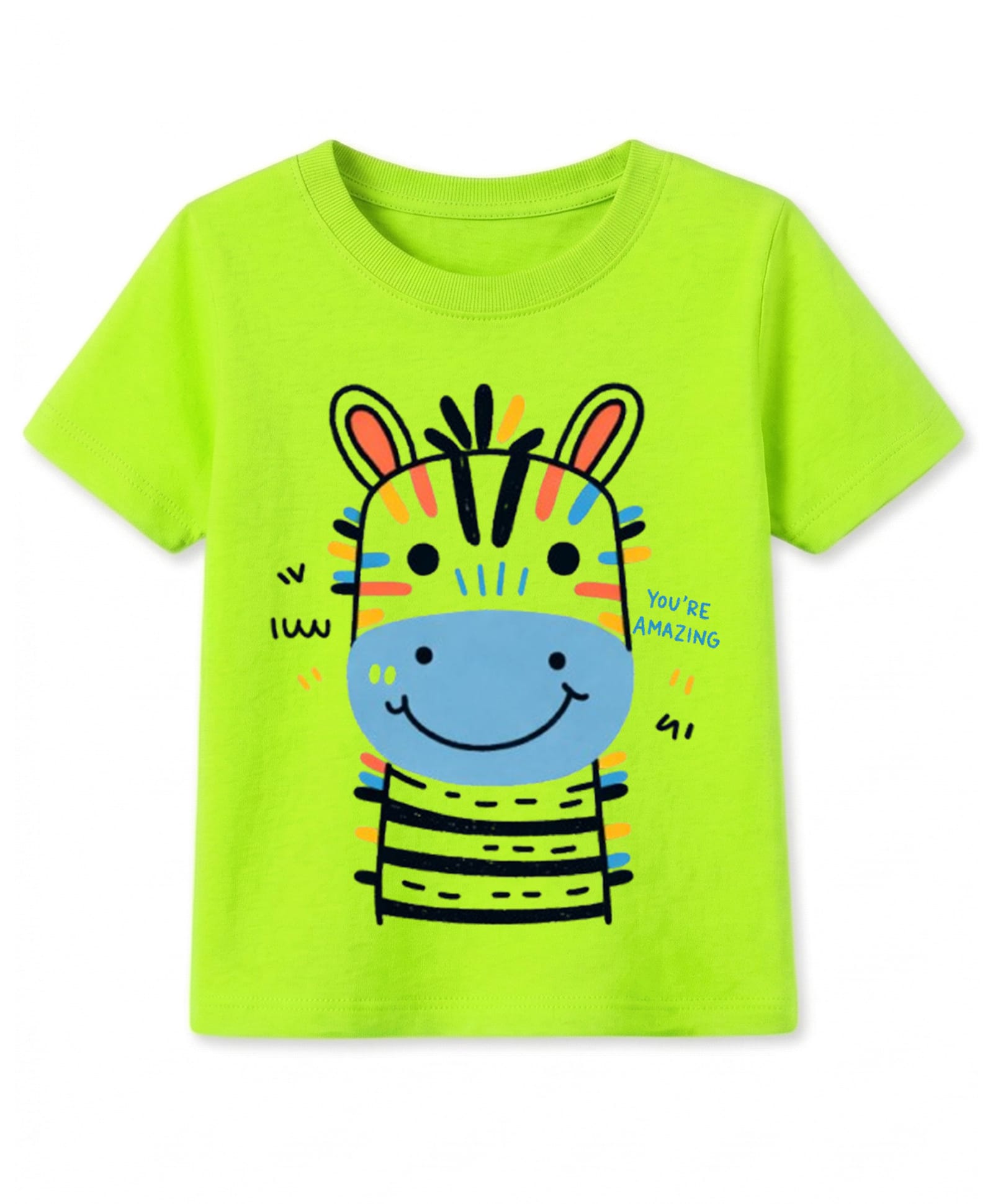 KAVEE Cotton Knit Half Sleeves Zebra Printed Tee - Neon Green-picture-17