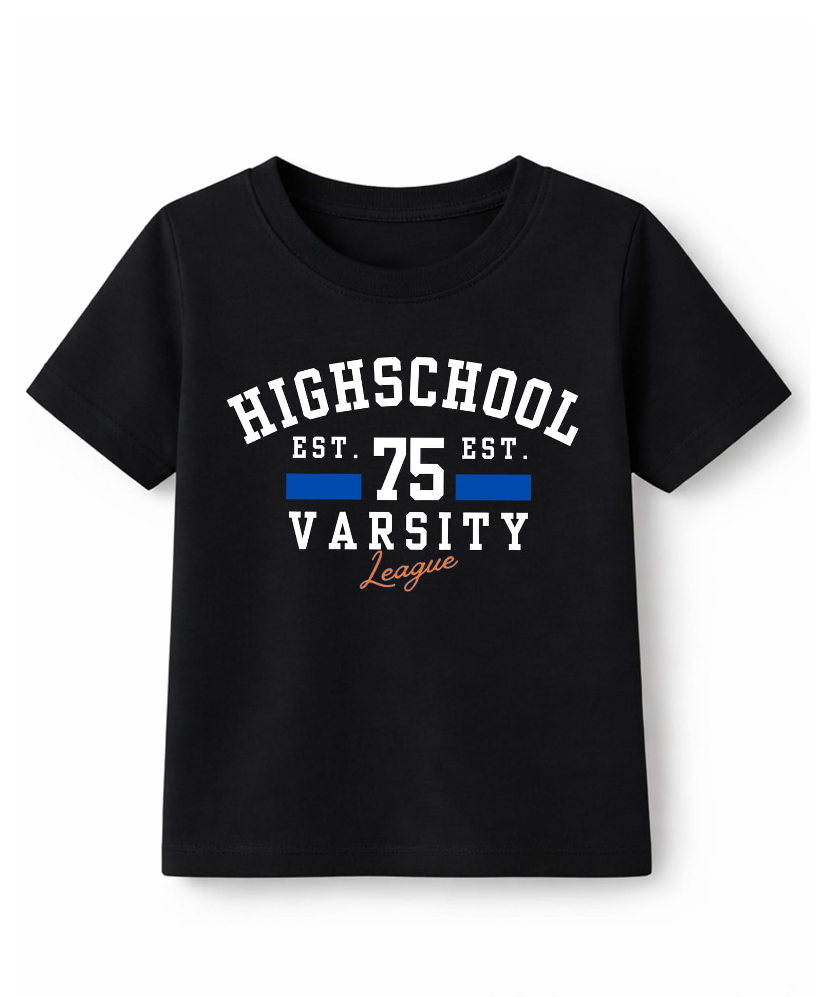 KAVEE Cotton Knit Half Sleeves High School Varsity Text Printed Tee - Black-picture-13