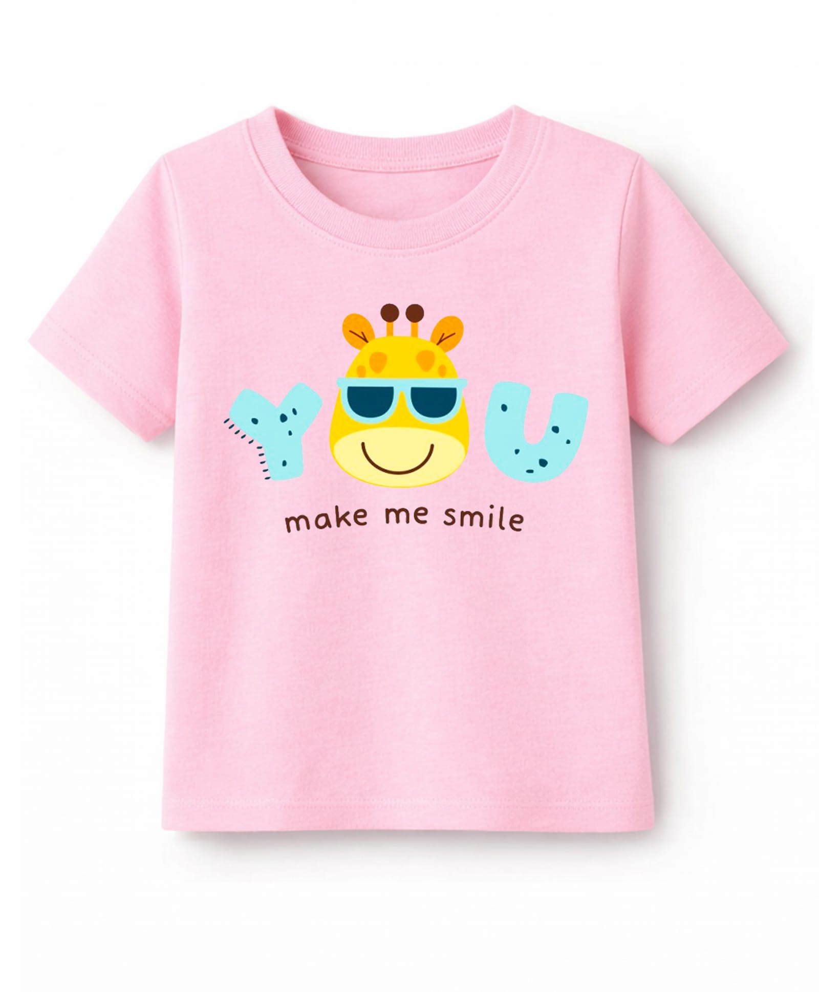 KAVEE Cotton Knit Half Sleeves You Make Me Smile Text Printed Tee - Pink-picture-18