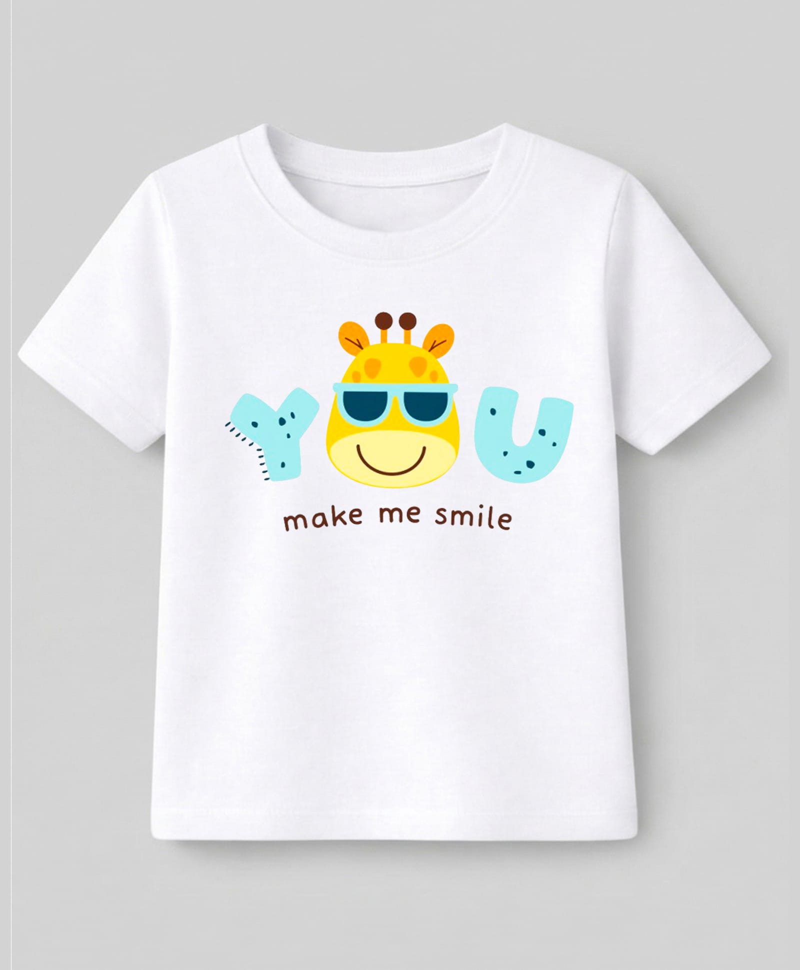KAVEE Cotton Knit Half Sleeves You Make Me Smile Text Printed Tee - White-image-15