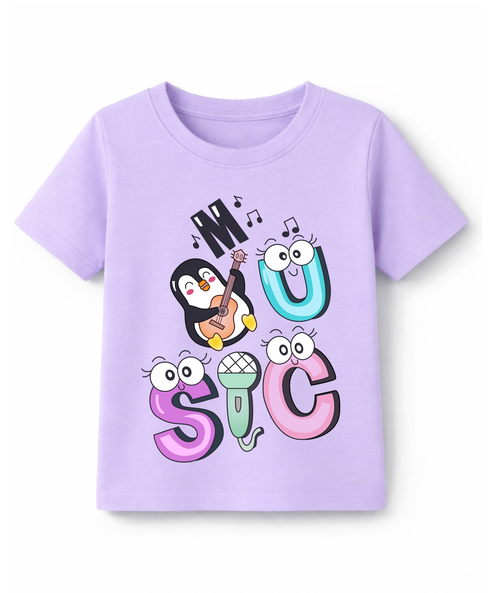 KAVEE Cotton Knit Half Sleeves Music Text Printed Tee - Lavender-picture-16