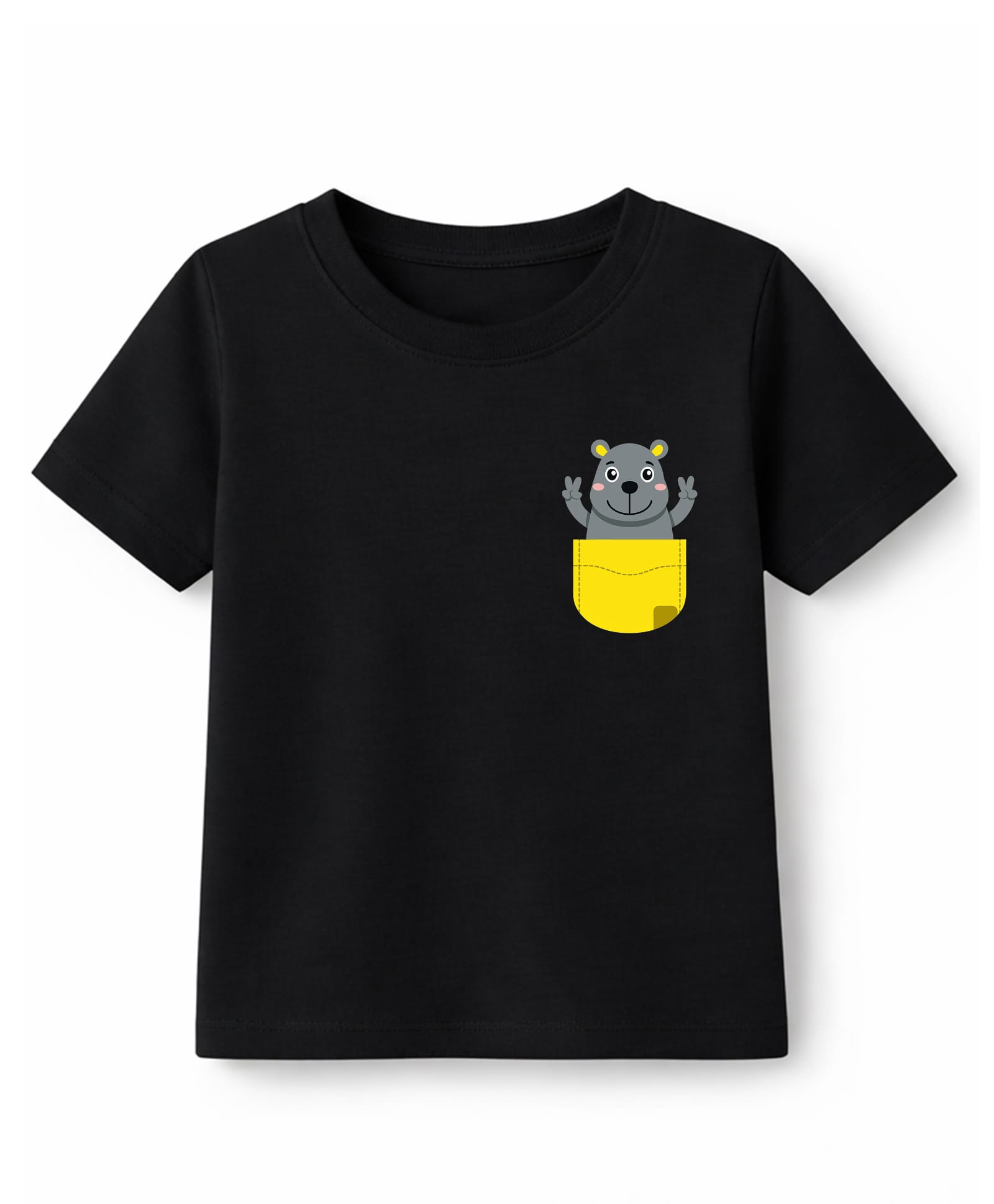KAVEE Cotton Knit Half Sleeves Animal Printed Tee - Black-image-35