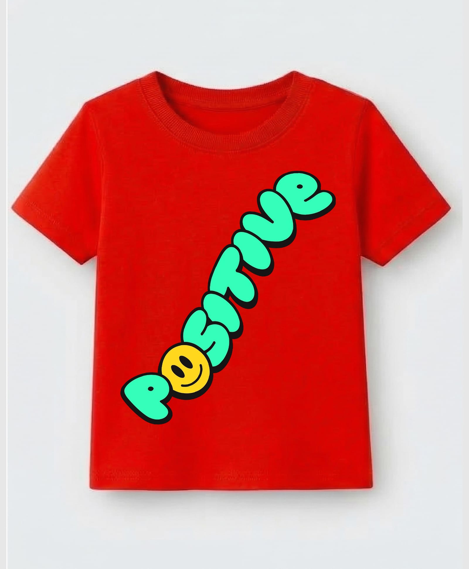KAVEE Cotton Knit Half Sleeves Positive Text Printed Tee - Red-picture-17