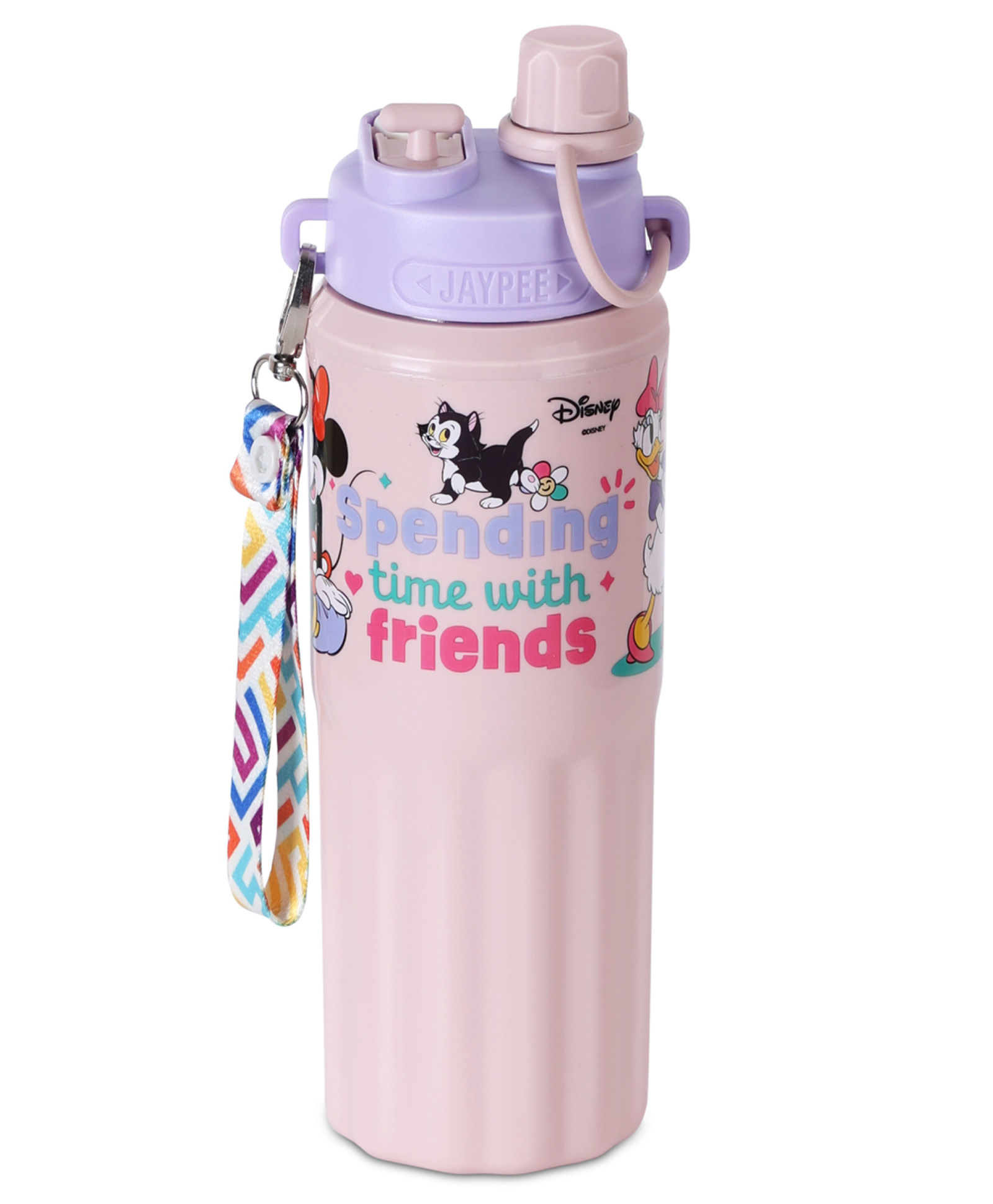 Jaypee Ribble 600ml Insulated Inner Stainless Steel Spout & Sipper Mouth Water Bottle With Handy Strap, Pink-picture-45