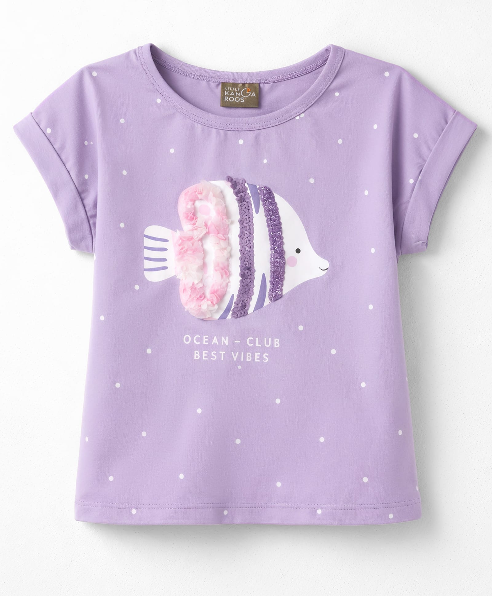 Little Kangaroos Cotton Knit Tops Half Sleeves Round Neck Fish Print Purple 12-24 Months-image-30