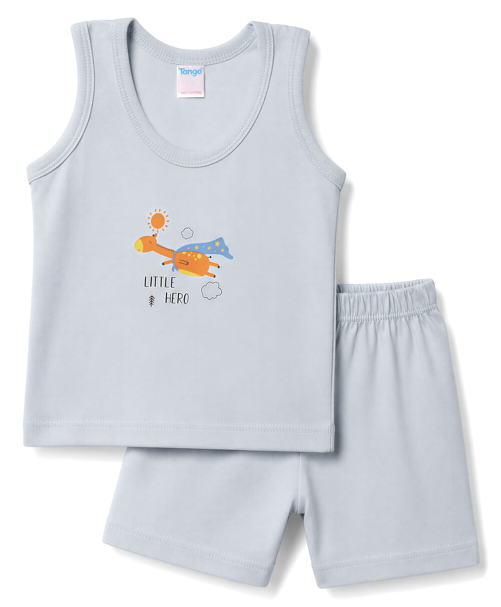 Tango Single Jersey Knit Sleeveless Vest & Shorts Innerwear Set with Animal Print - Sky-image-18