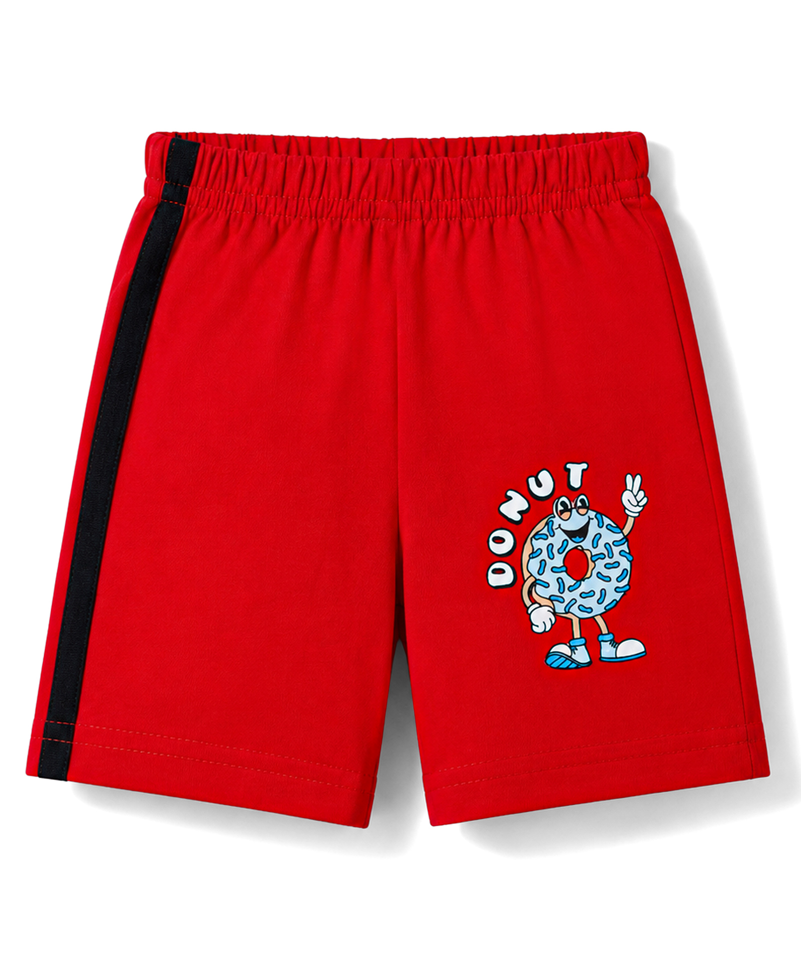 Tango Cotton Knit Knee Length Donut & Text Printed Shorts - Red-picture-11