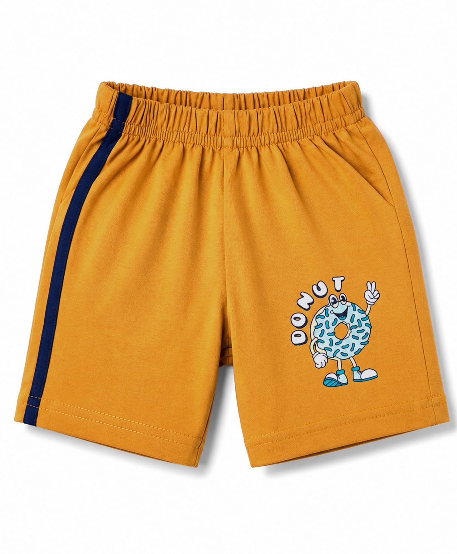 Tango Cotton Knit Knee Length Donut & Text Printed Shorts - Golden-picture-13