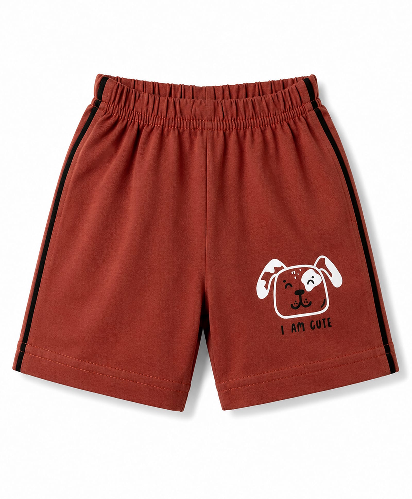 Tango Cotton Knit Knee Length Puppy Printed Shorts - Rust Orange-image-13