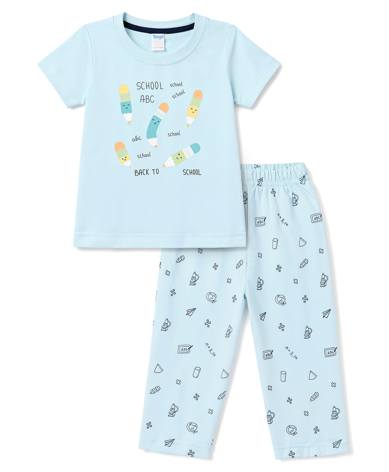 Tango Single Jersey Knit Half Sleeves T-Shirt and Pant With Text Print - Blue-picture-40