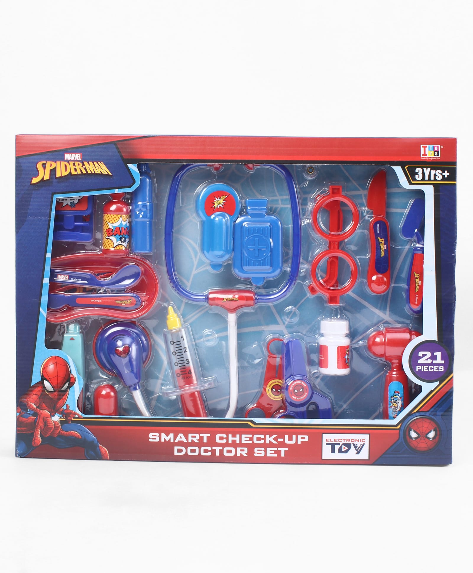 Spider Man Smart Check-Up Doctor Set Medical Pretend Play Set 21 Pieces- Multicolor-image-21