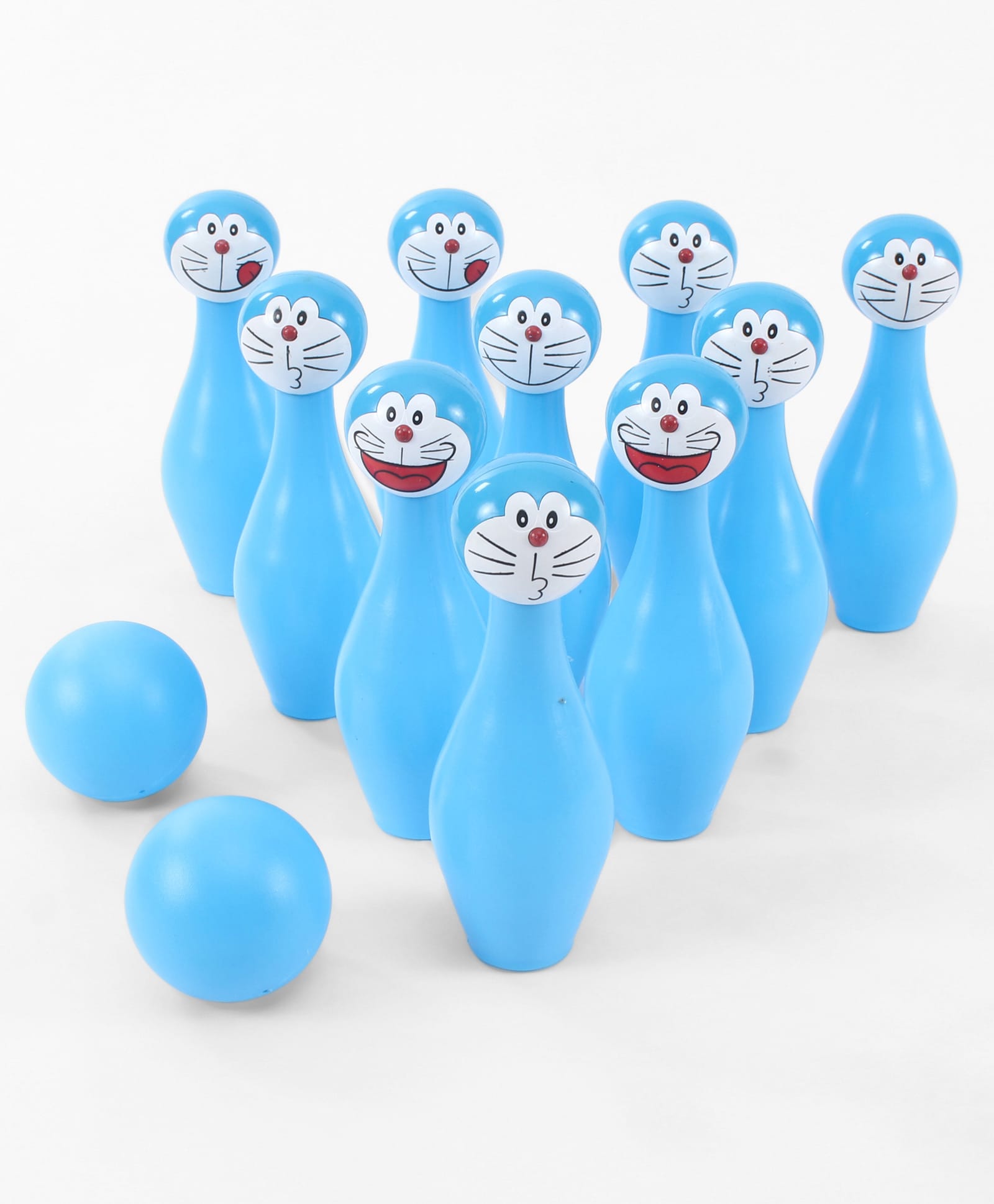 Doraemon Bowling Set with Colorful Character Pins and Carry Basket- Blue-image-23