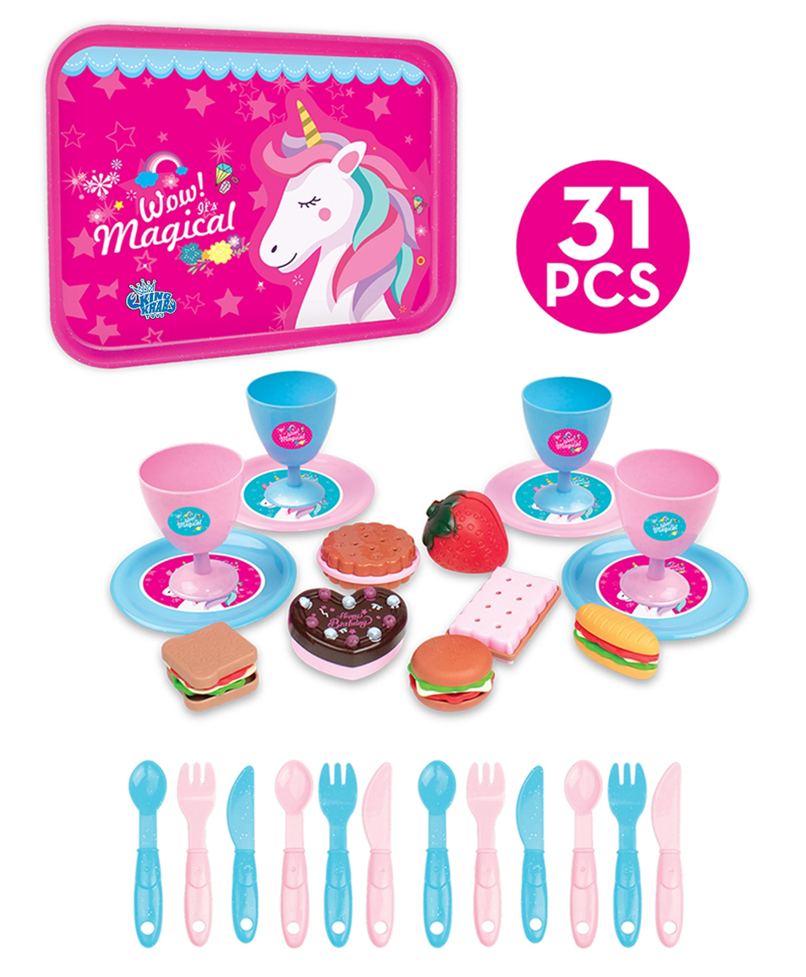 IToys Wow Its Magical Party Time 31 Pieces Kitchen Set With Unicorn Theme - Pink-image-7