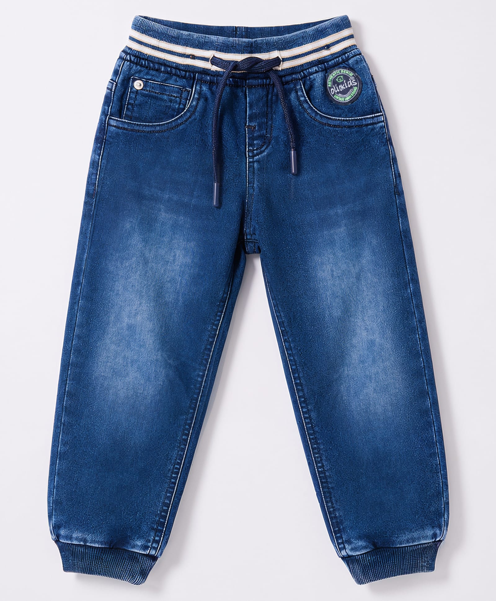 Olio Kids Denim Woven Full Length Solid Jeans - Navy Blue-picture-16