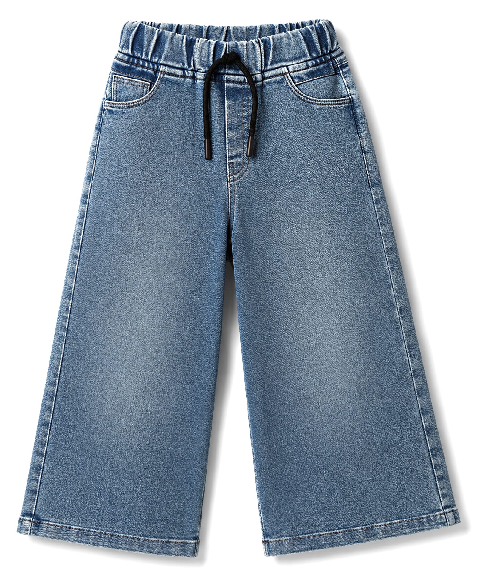 Olio Kids Denim Woven Full Length Solid Flared Jeans - Light Blue-picture-22