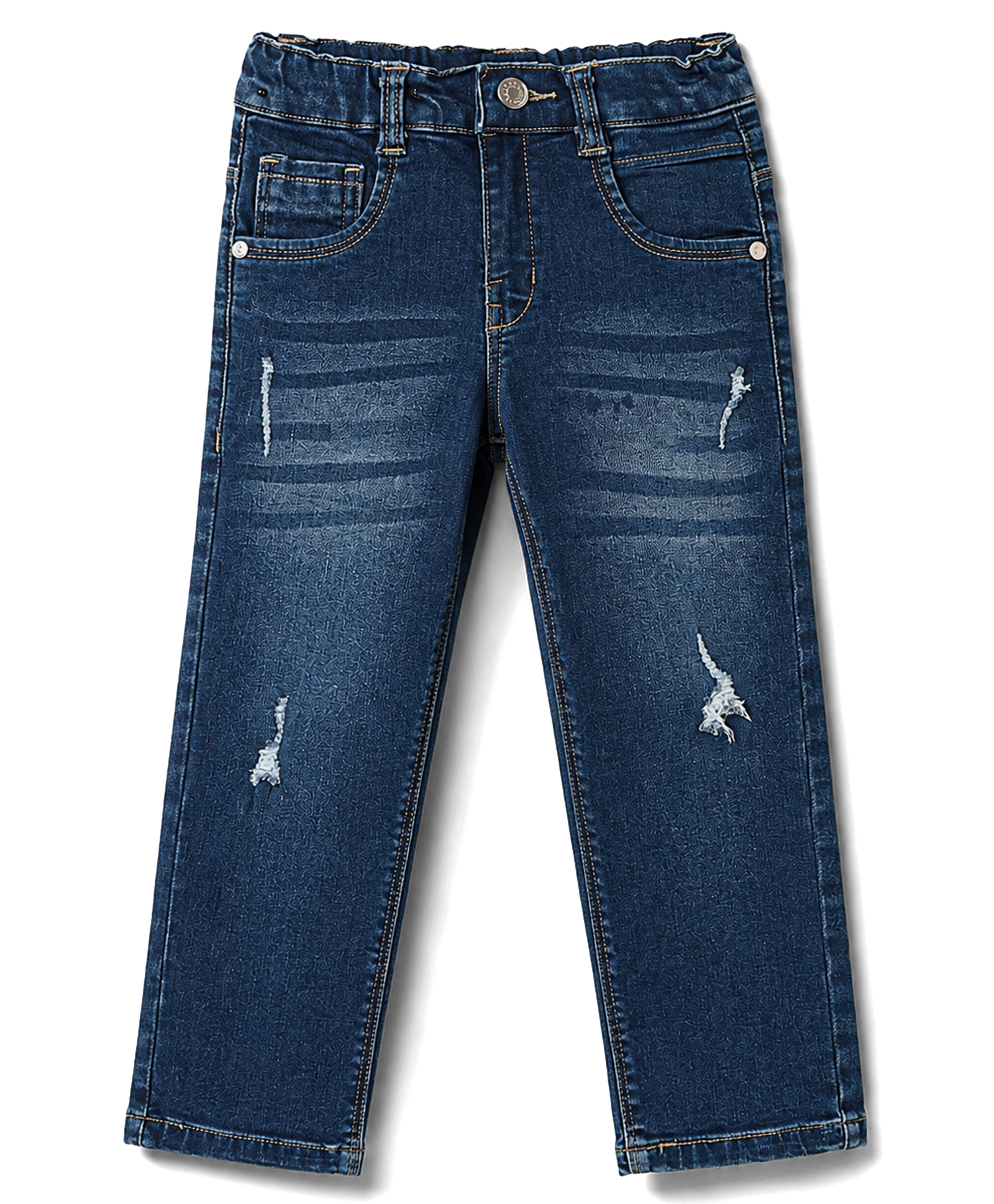 Olio Kids Denim Woven Full Length Solid Distressed Jeans - Navy Blue-picture-10