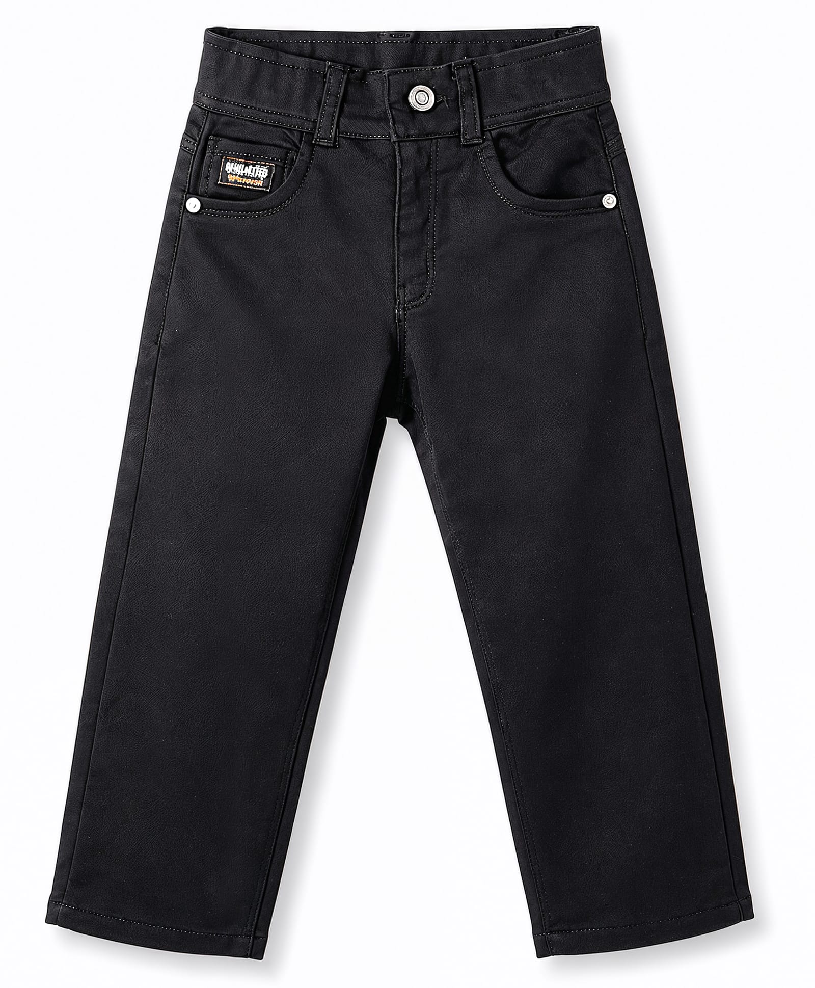 Olio Kids Cotton Woven Full Length Solid Trousers - Black-image-39