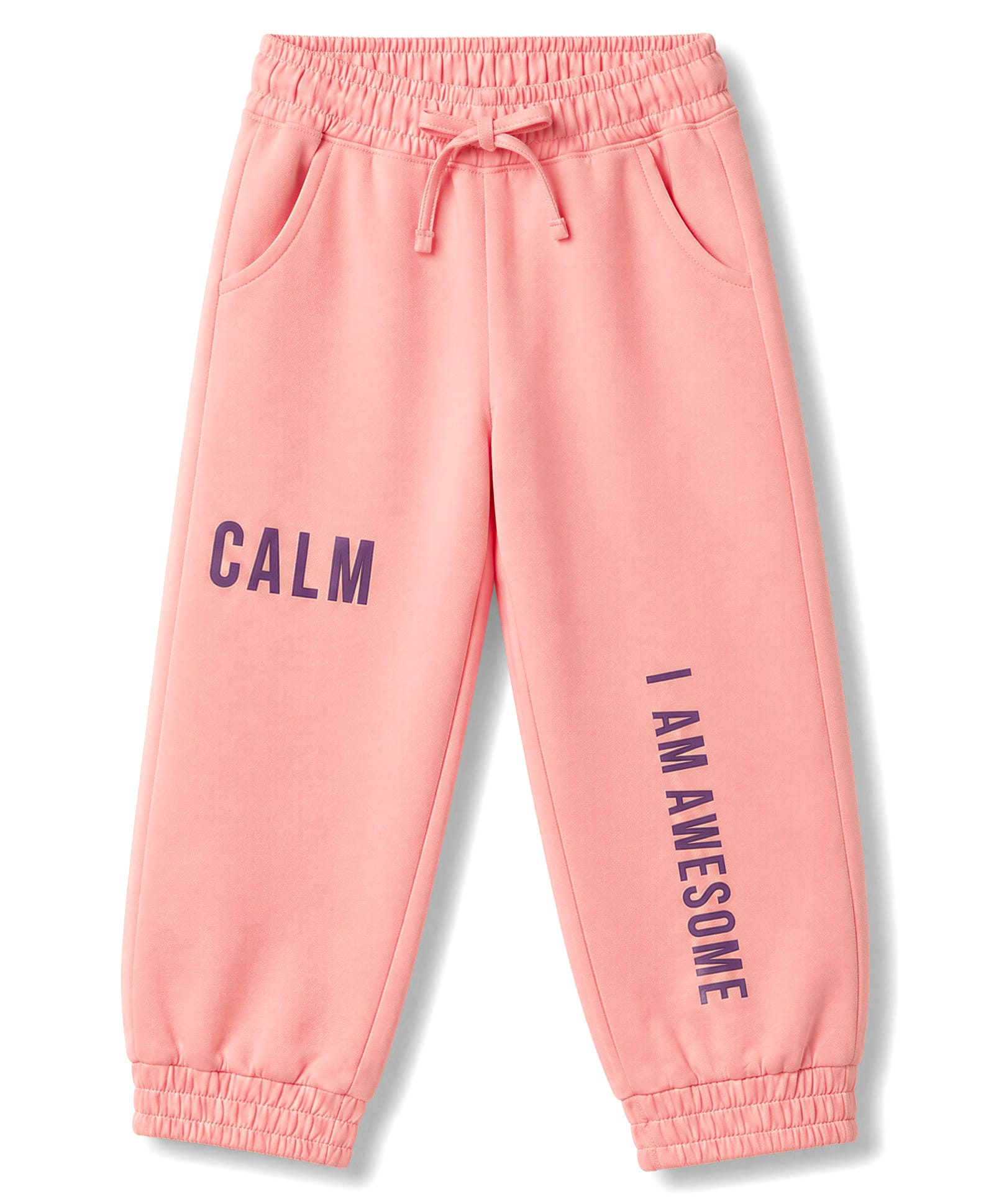 Olio Kids Cotton Woven Full Length Pant With Text Print - Peach-picture-23