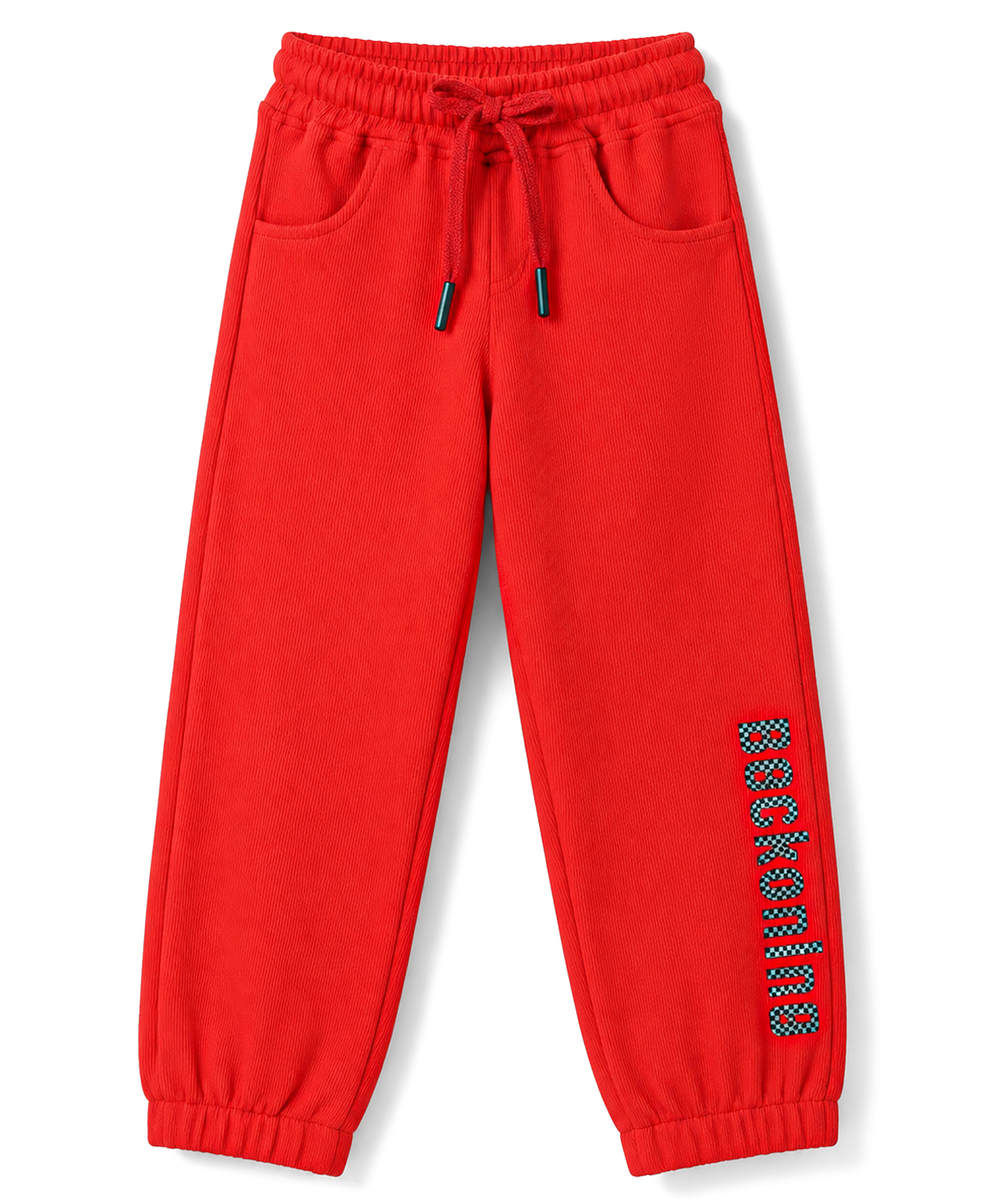 Olio Kids Knitted Full Length Lounge Pant With Text Applique - Red-picture-27