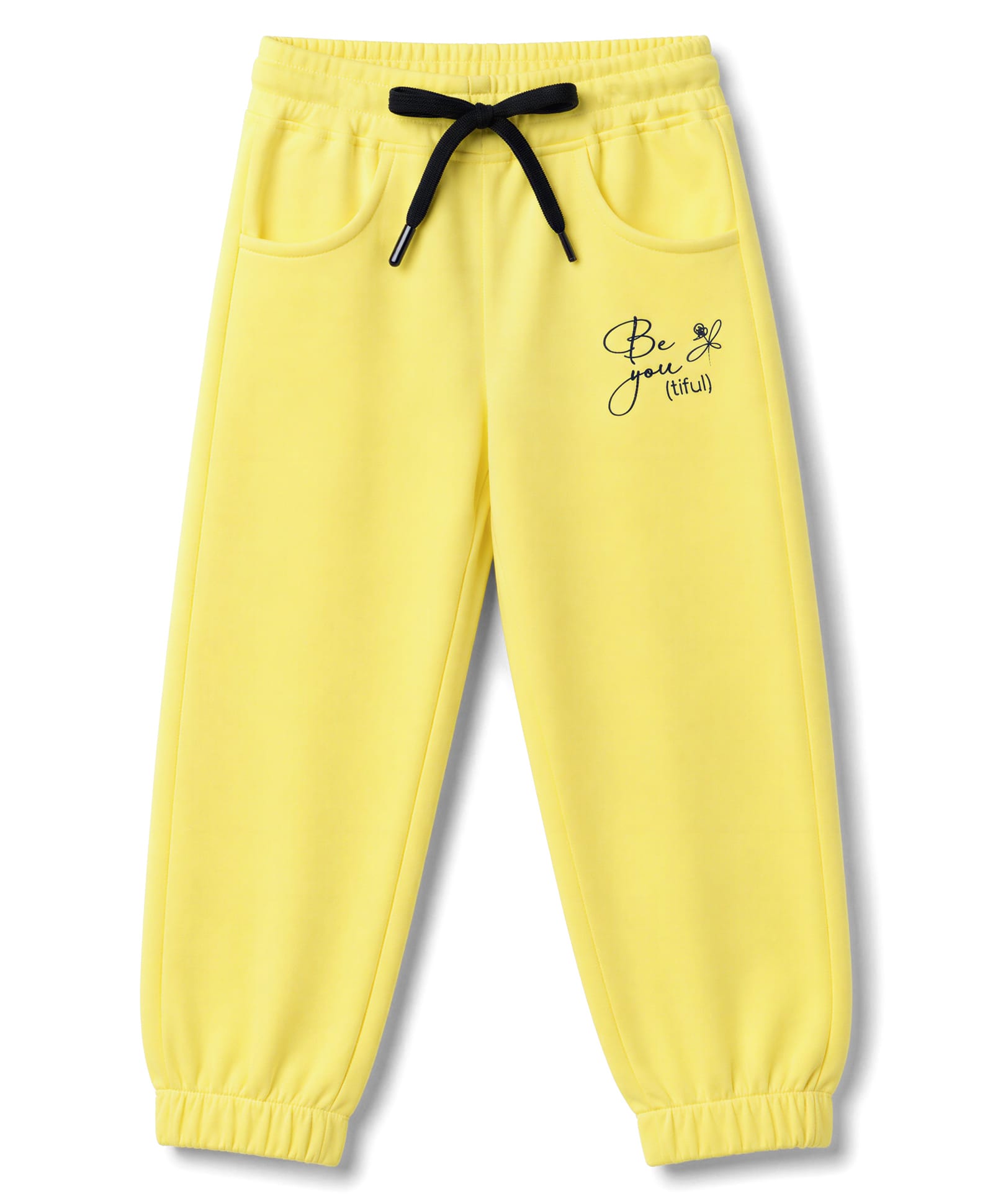 Olio Kids Knitted Full Length Text Printed Lounge Pant - Yellow-picture-27