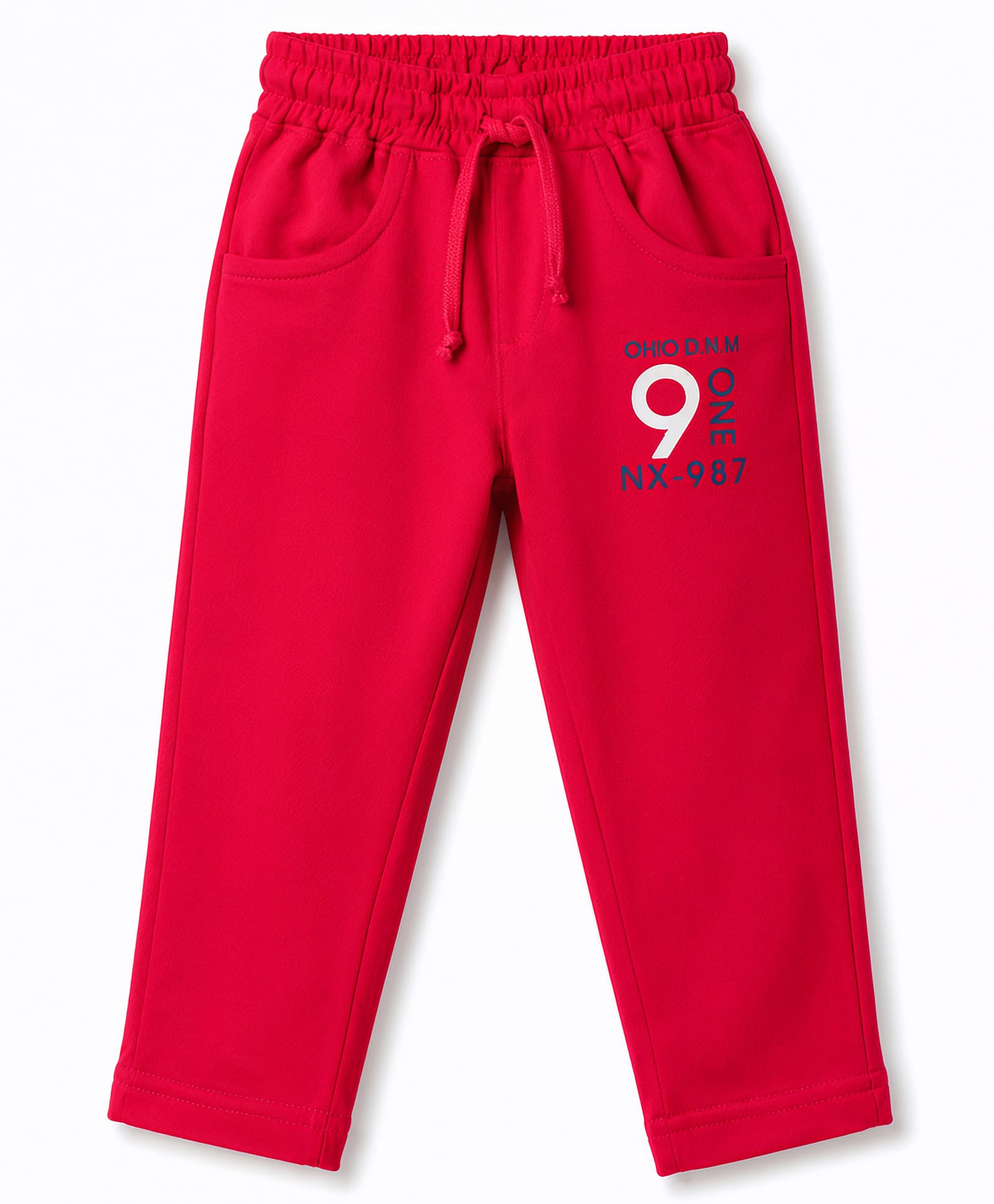 Olio Kids Male Knitted Full Length Text Printed Lounge Pant - Red-picture-13