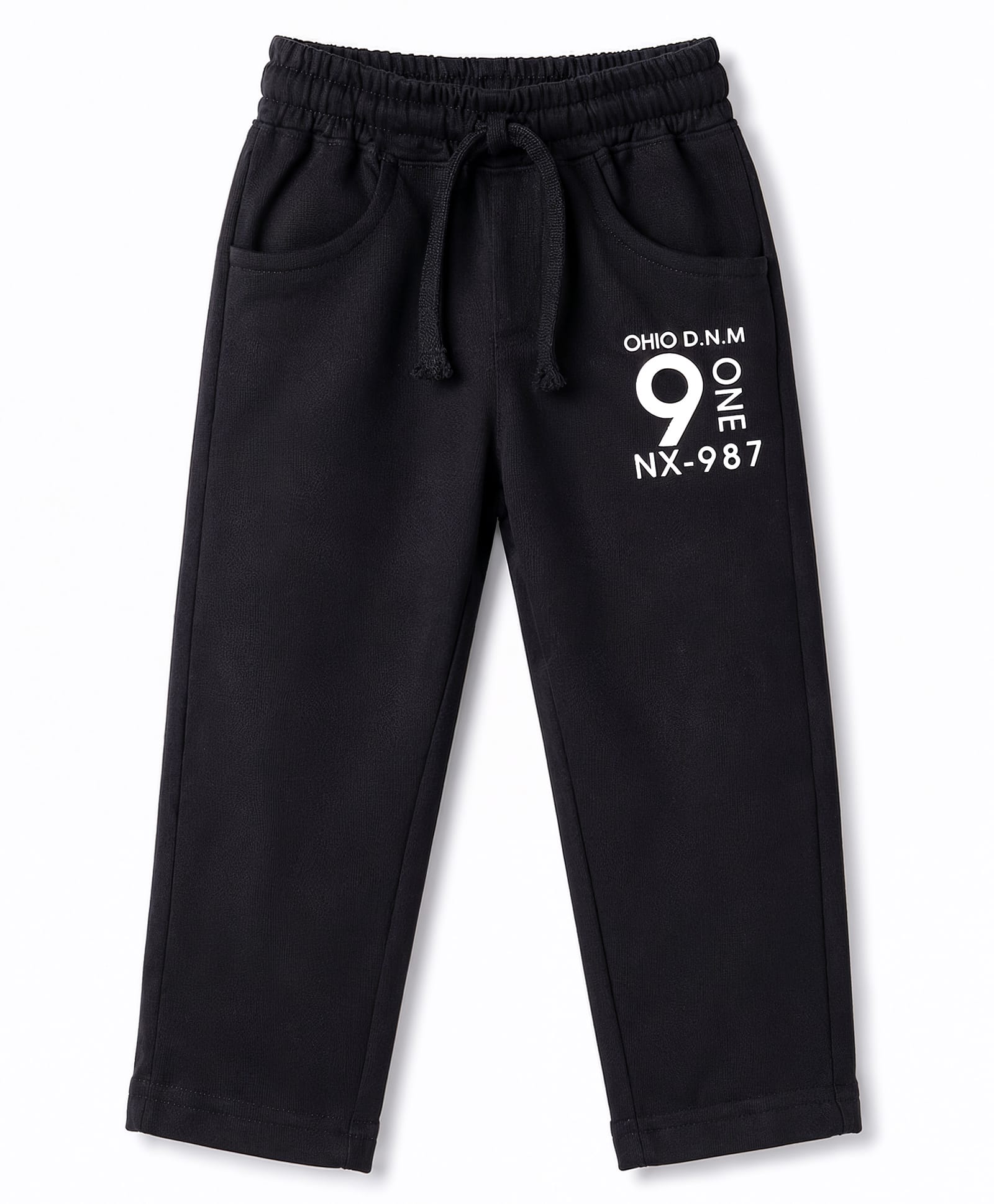 Olio Kids Male Knitted Full Length Text Printed Lounge Pant - Black-picture-26