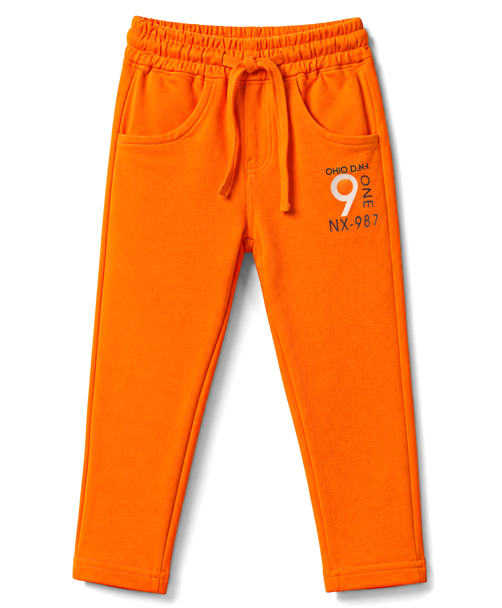 Olio Kids Male Knitted Full Length Text Printed Lounge Pant - Orange-picture-30