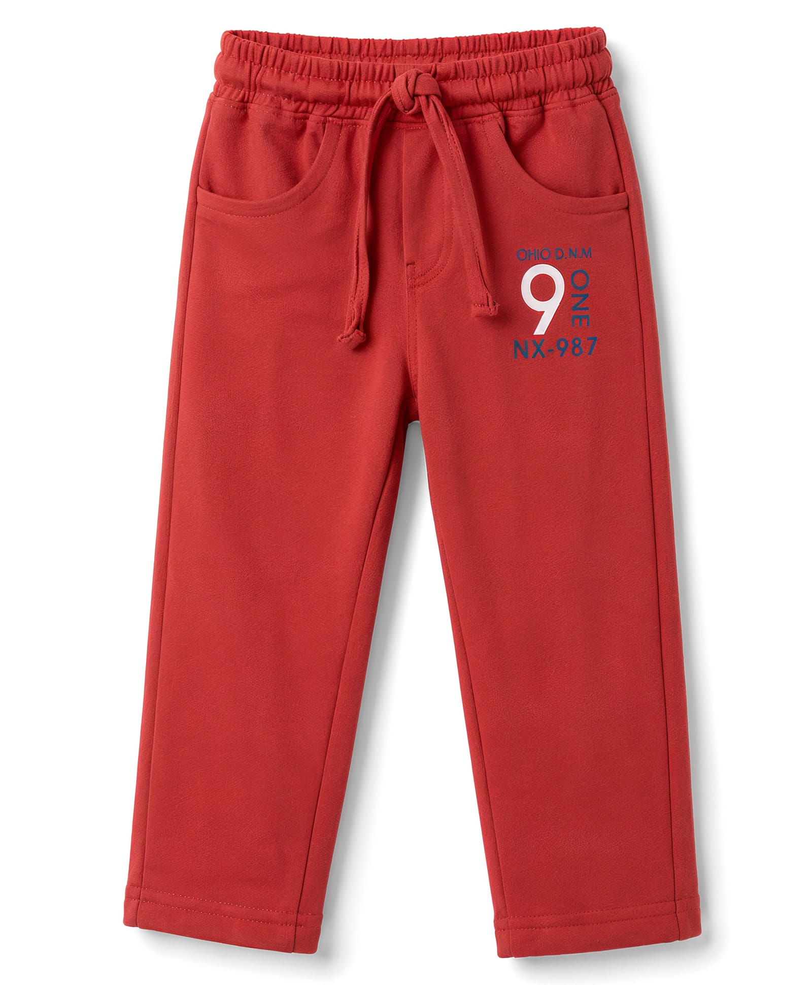Olio Kids Male Knitted Full Length Text Printed Lounge Pant - Maroon-picture-29