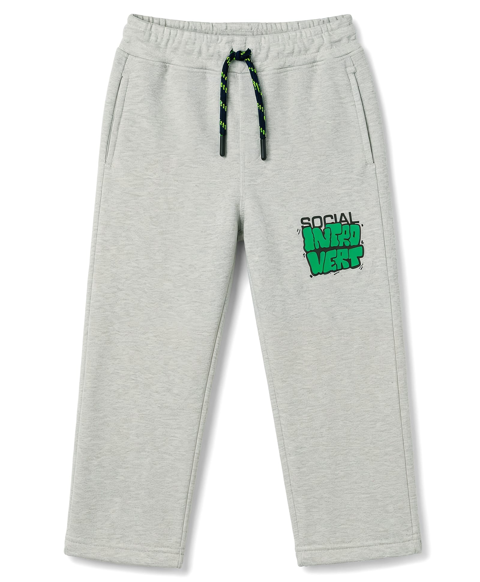 Olio Kids Knitted Full Length Text Printed Lounge Pant - Grey-picture-10