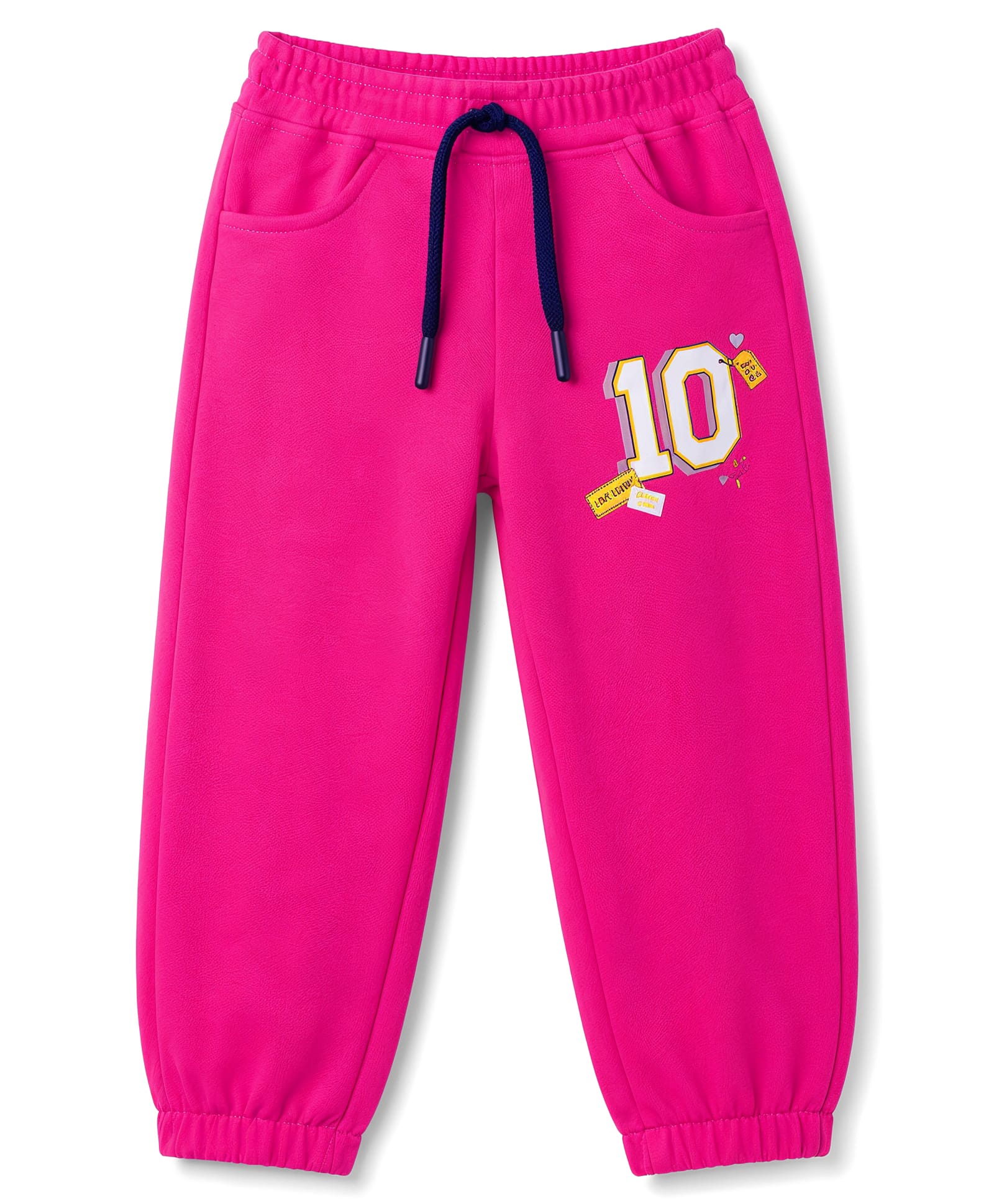 Olio Kids Knitted Full Length Number Printed Lounge Pant - Dark Pink-picture-20