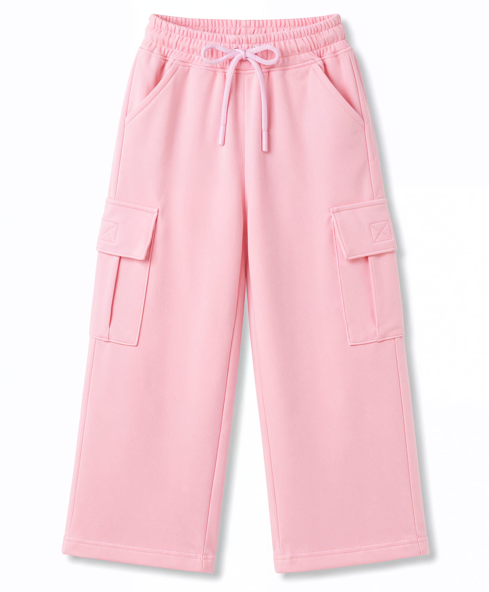 Olio Kids Knitted Full Length Solid Track Pant With Cargo Pockets - Pink-picture-15