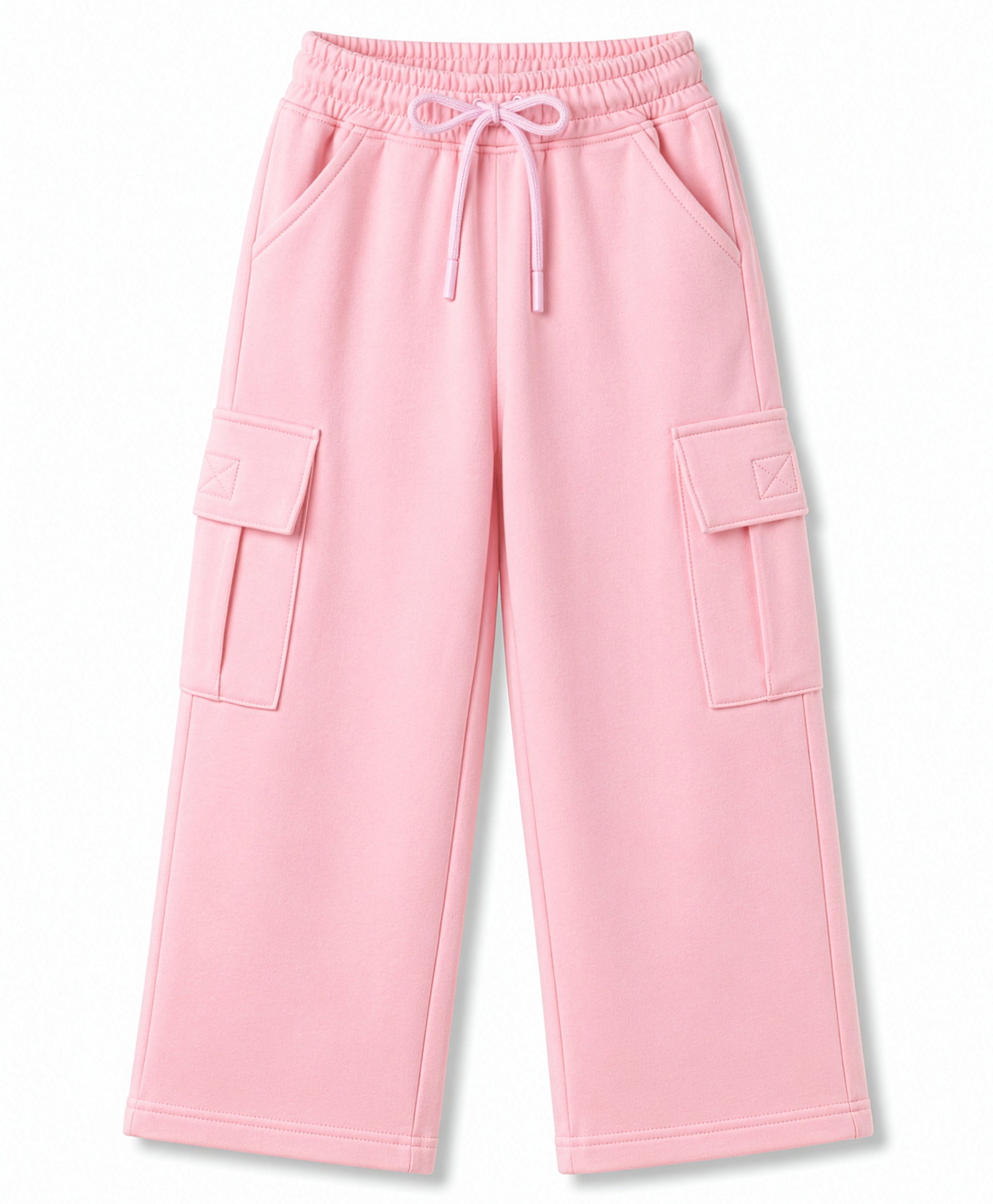 Olio Kids Knitted Full Length Solid Lounge Pant With Cargo Pockets - Pink-picture-23
