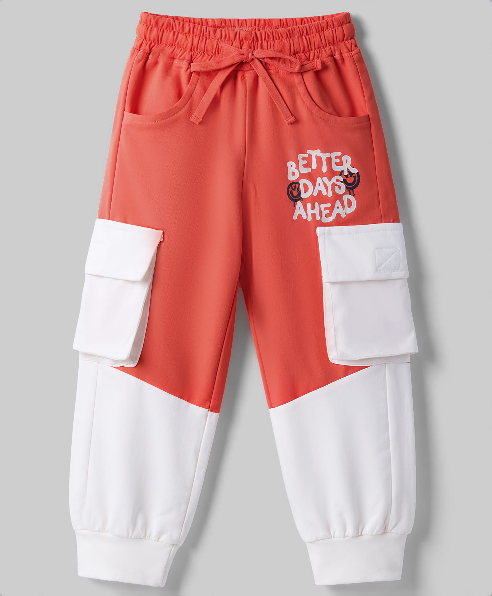 Olio Kids Knitted Full Length Cut N Sew Text Printed Lounge Pant - Coral-picture-12