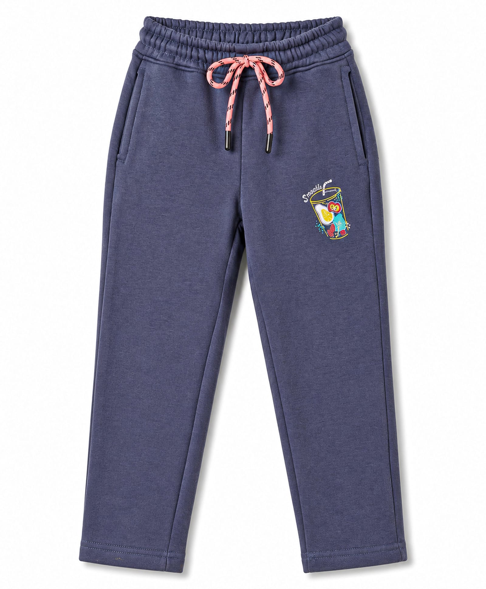 Olio Kids Knitted Full Length Summer Theme Printed Lounge Pant - Navy Blue-image-13