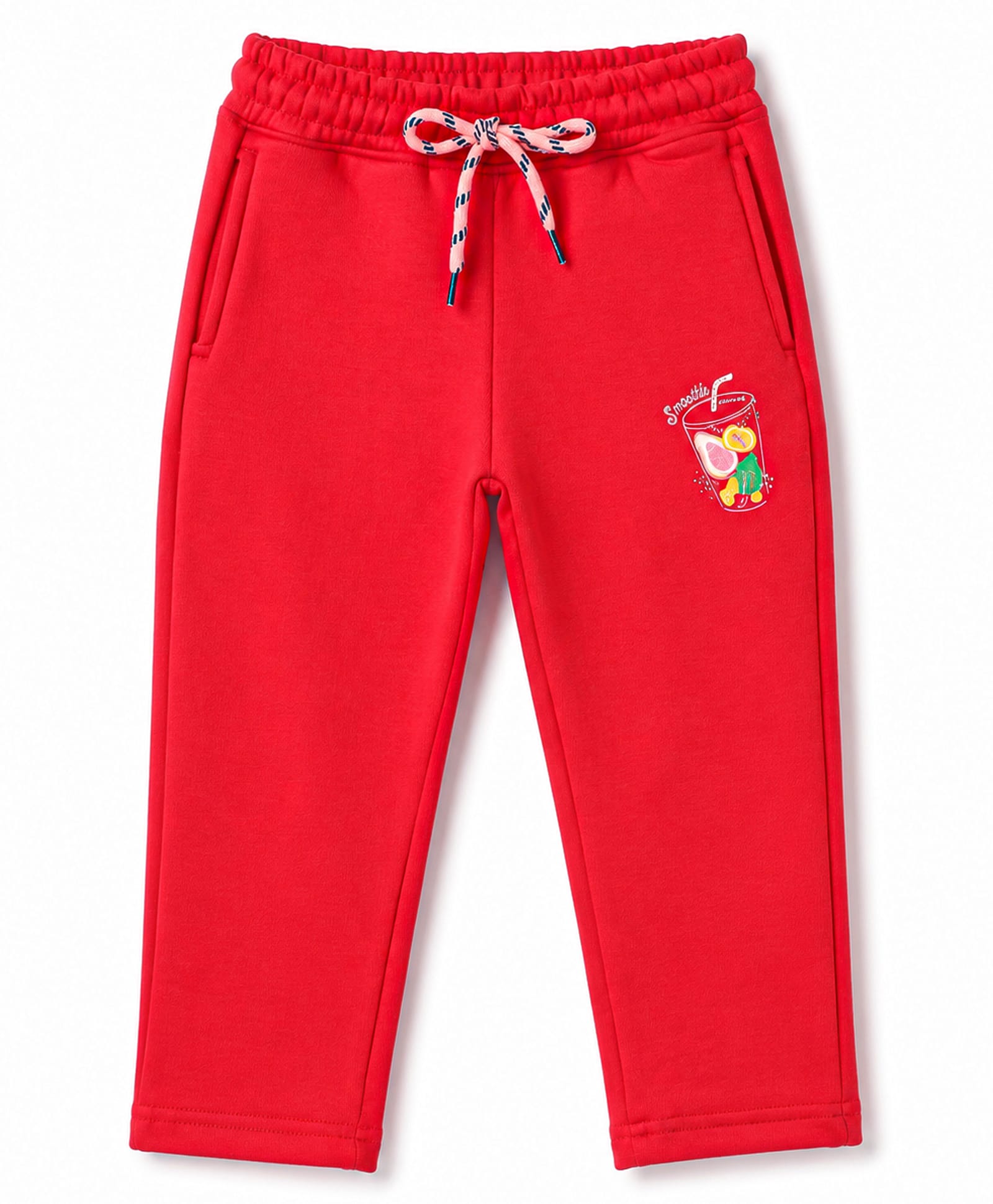 Olio Kids Knitted Full Length Summer Theme Printed Lounge Pant - Red-image-22