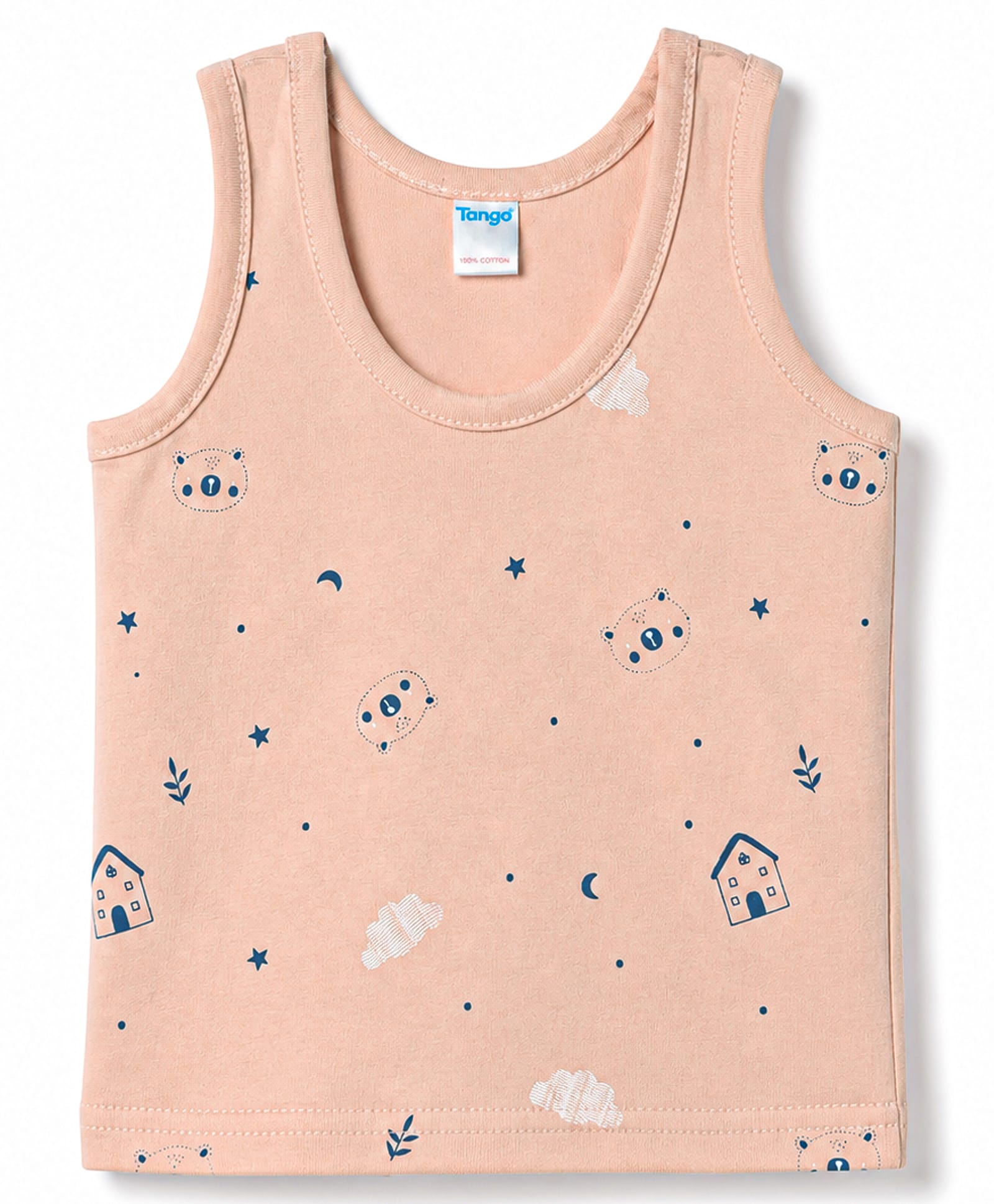 Tango Single Jersey Knit Sleeveless Bear Face Printed Vest - Baby Pink-picture-31