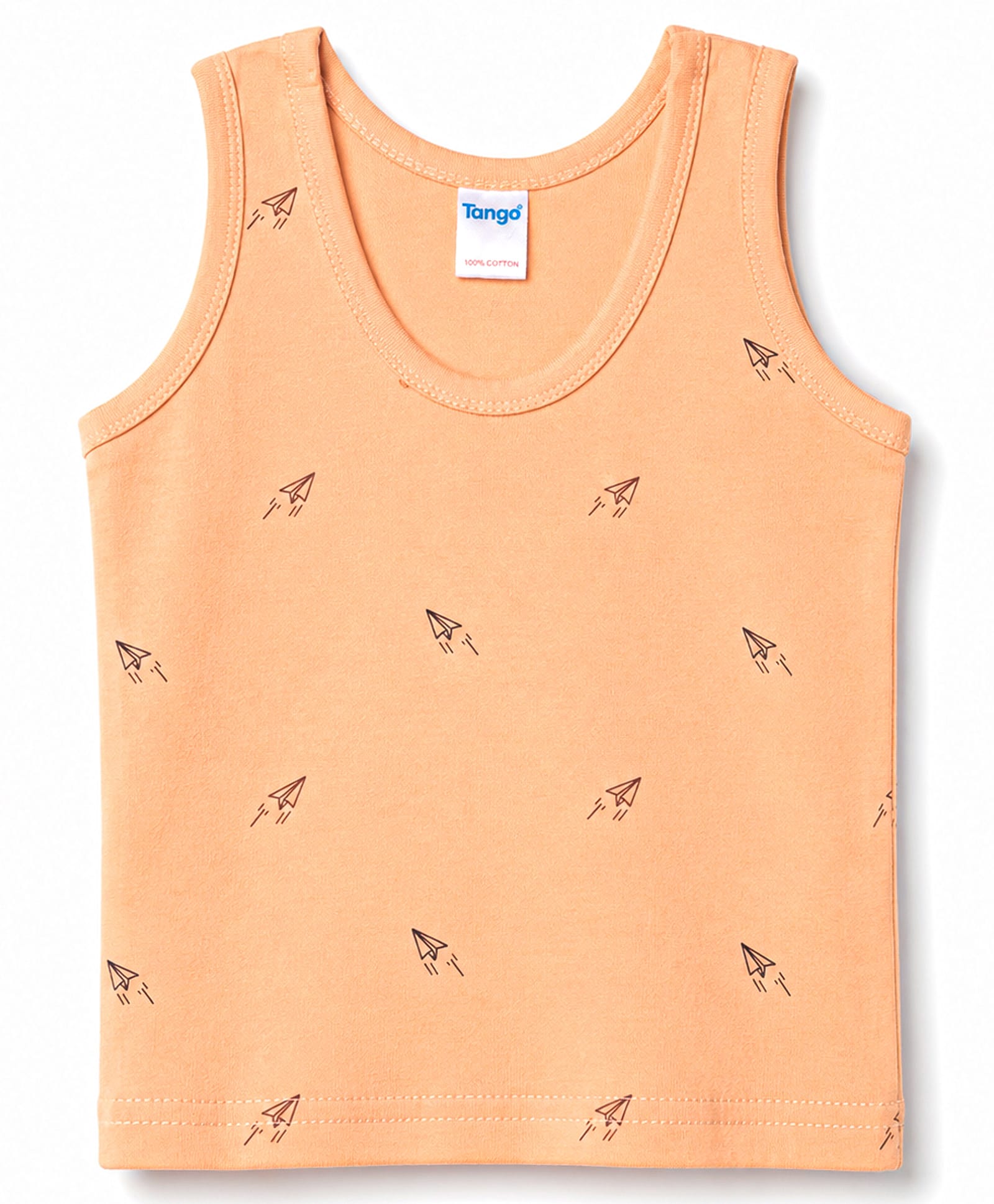 Tango Single Jersey Knit Sleeveless Paper Rocket Printed Vest - Peach-picture-32