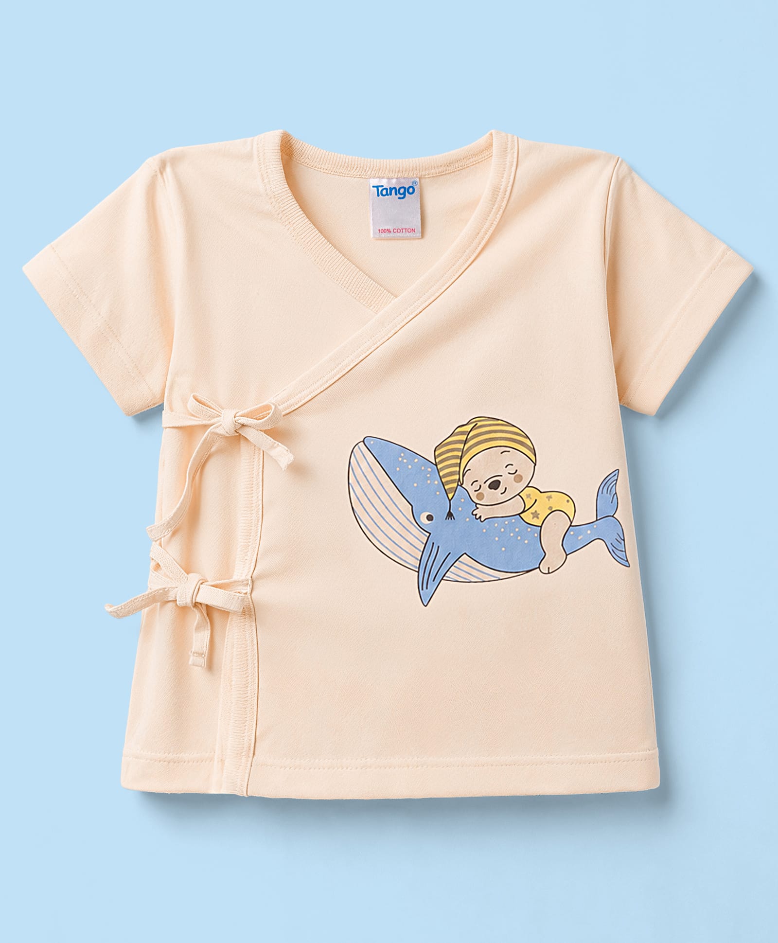 Tango Single Jersey Knit Half Sleeves Jhablas with Dolphin Print -Cream-picture-12
