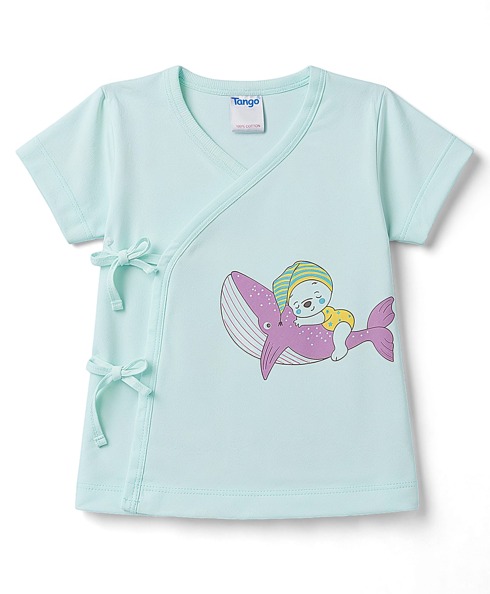 Tango Single Jersey Knit Half Sleeves Jhablas with Dolphin Print -Light Blue-image-9