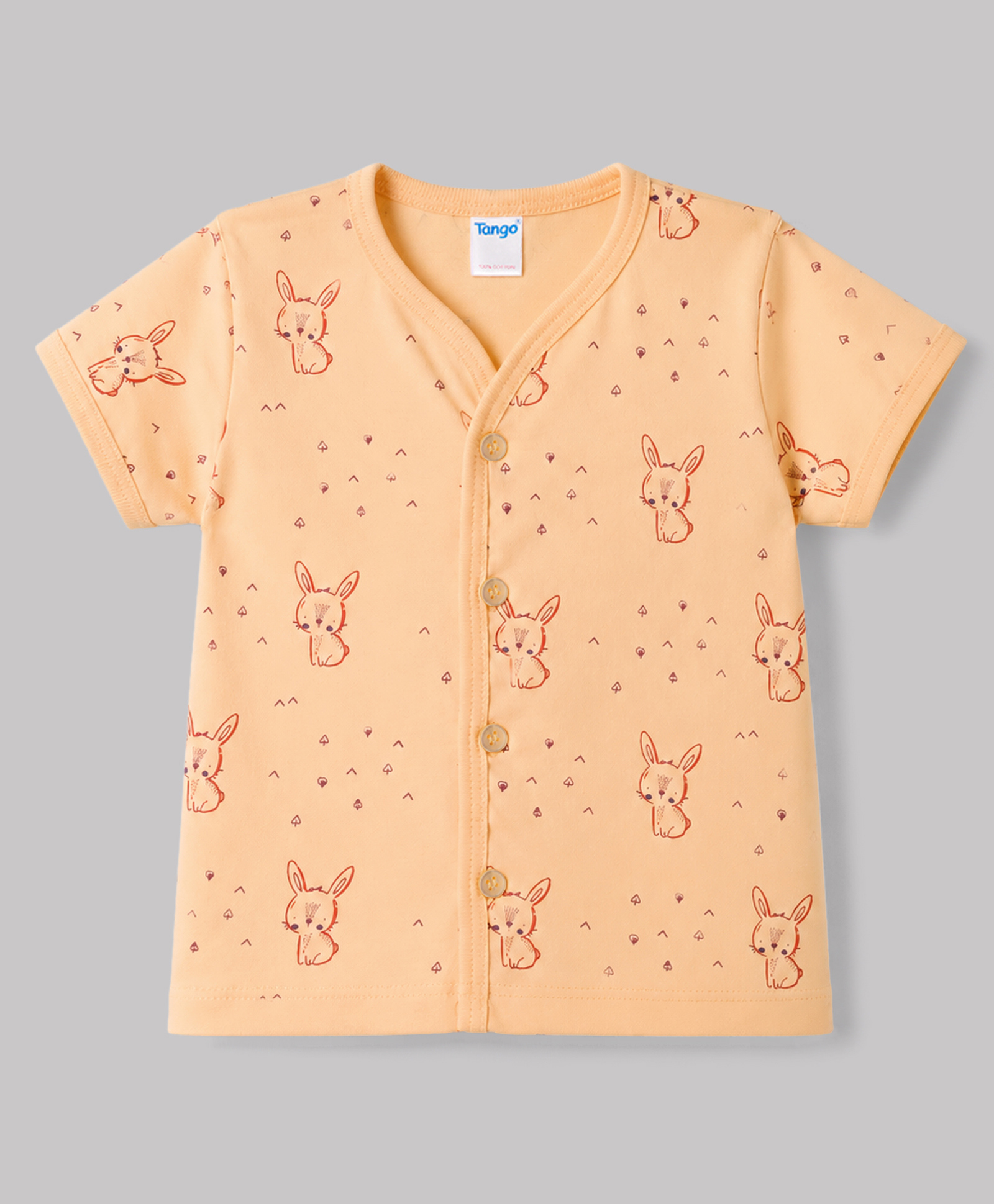 Tango Single Jersey Knit Half Sleeves Jhablas with Bunny Print -Peach-picture-14