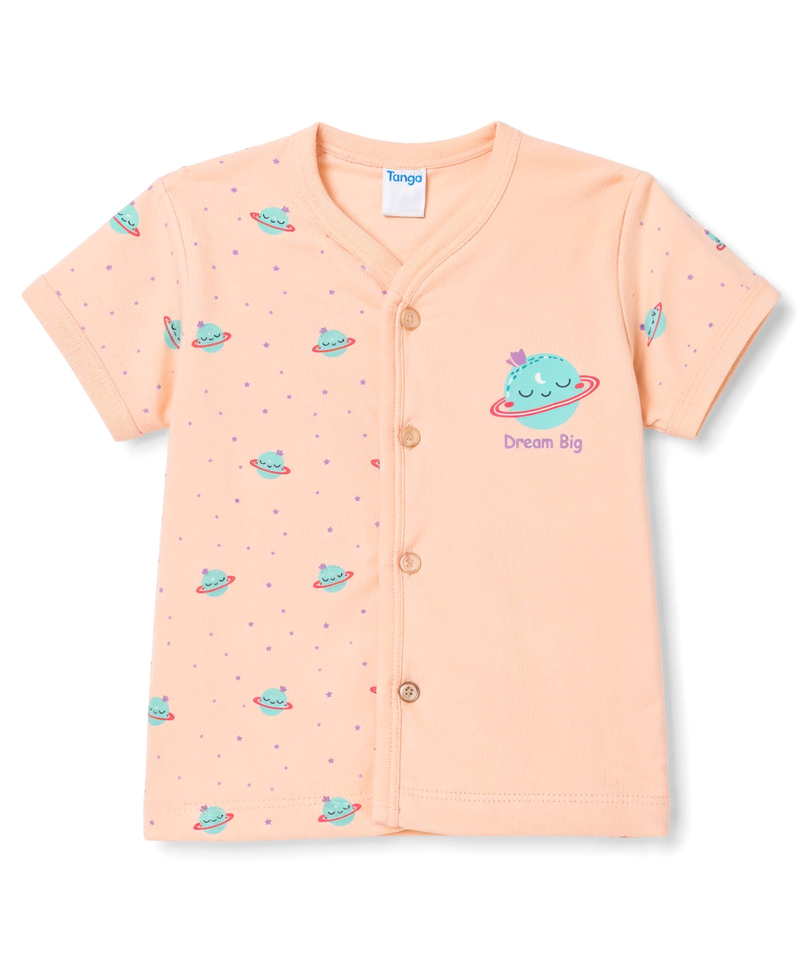 Tango Interlock Knit Half Sleeves Space Theme Printed Jhablas - Peach-image-27